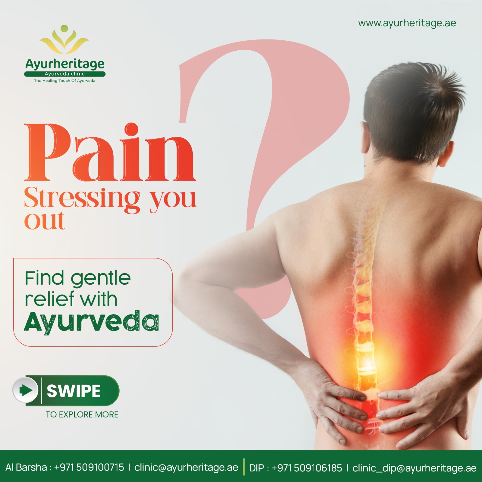 Ayurheritage Ayurveda Clinic Facebook ad: Struggling with pain?