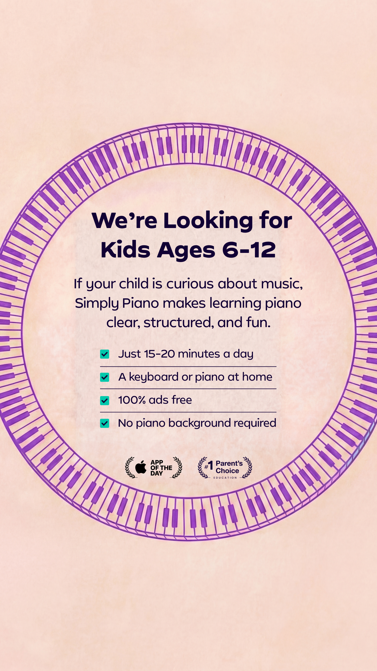 Simply Piano Facebook ad