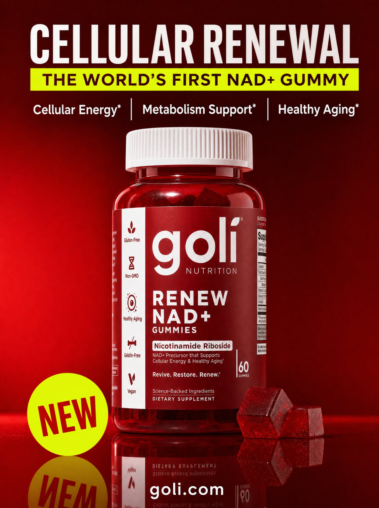 Goli Facebook ad: Zero Sugar, Maximum Yum: 3 FOR 34