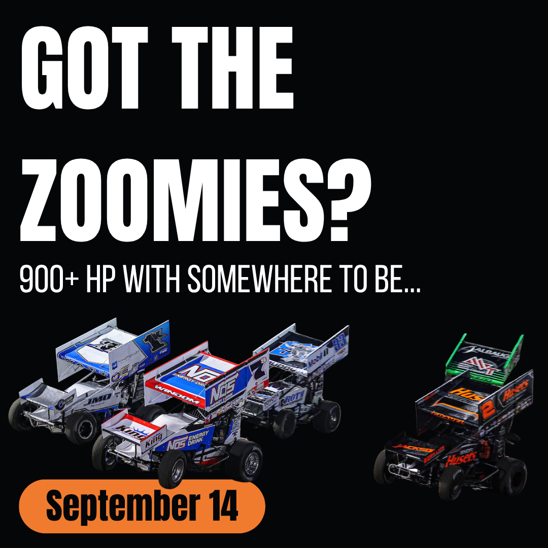 World of Outlaws Sprint Car Series Facebook ad: GOT THE ZOOMIES? SO DO WE.