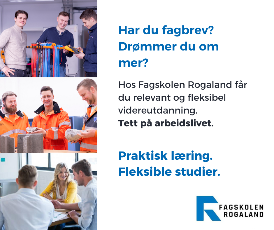 Fagskolen Rogaland Facebook ad: Studer mens du jobber