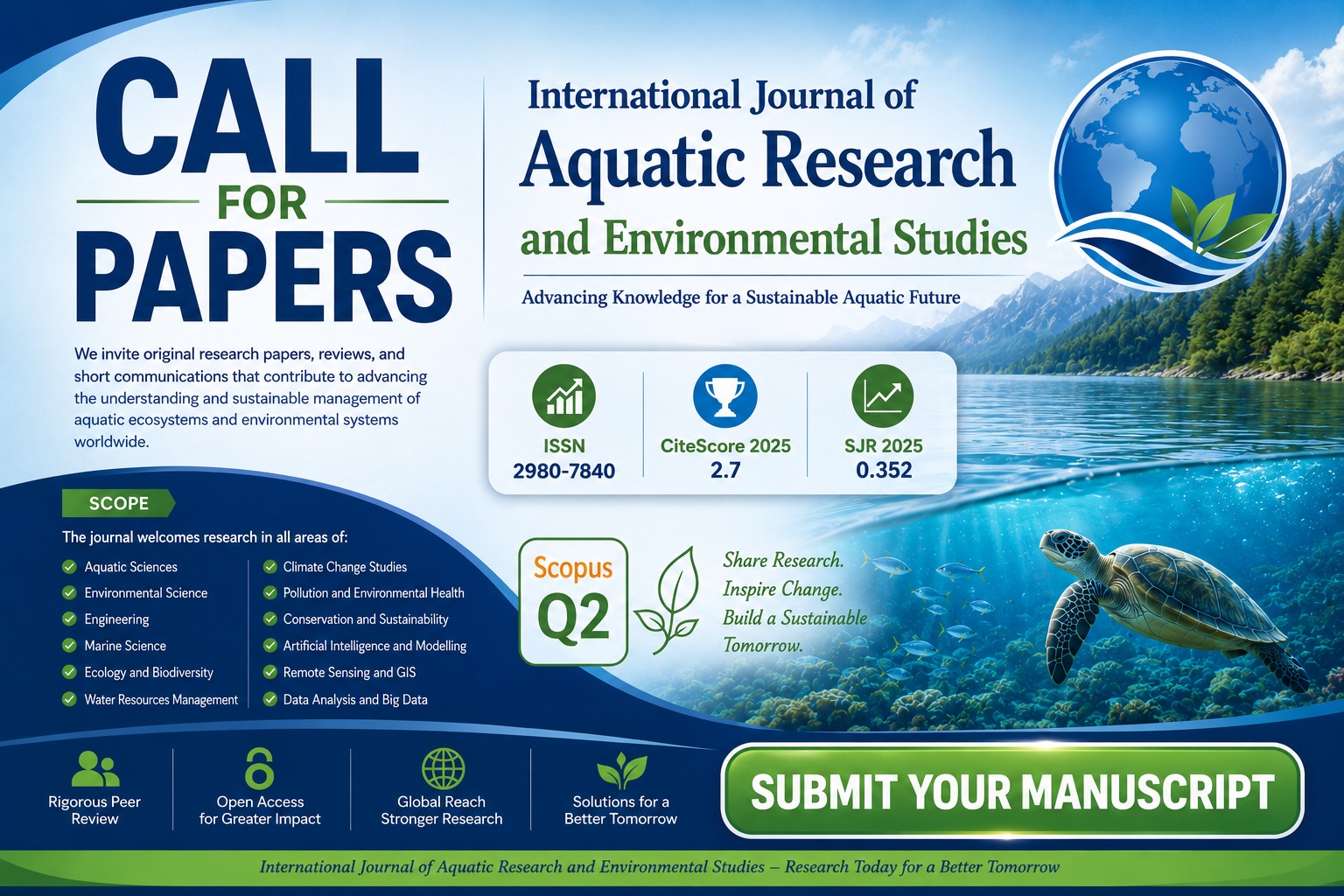 International Journal of Aquatic Research and Environmental Studies Facebook ad: Submit your Article now on the website!