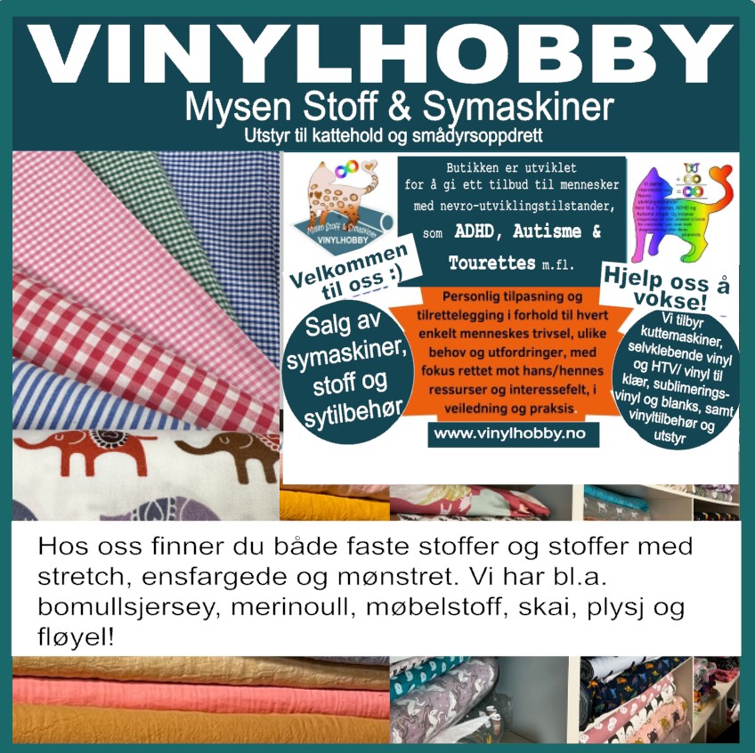 Vinylhobby.no - Mysen Stoff & Symaskiner Facebook ad: På vinylhobby.no og i vår butikk Mysen, tilbyr…