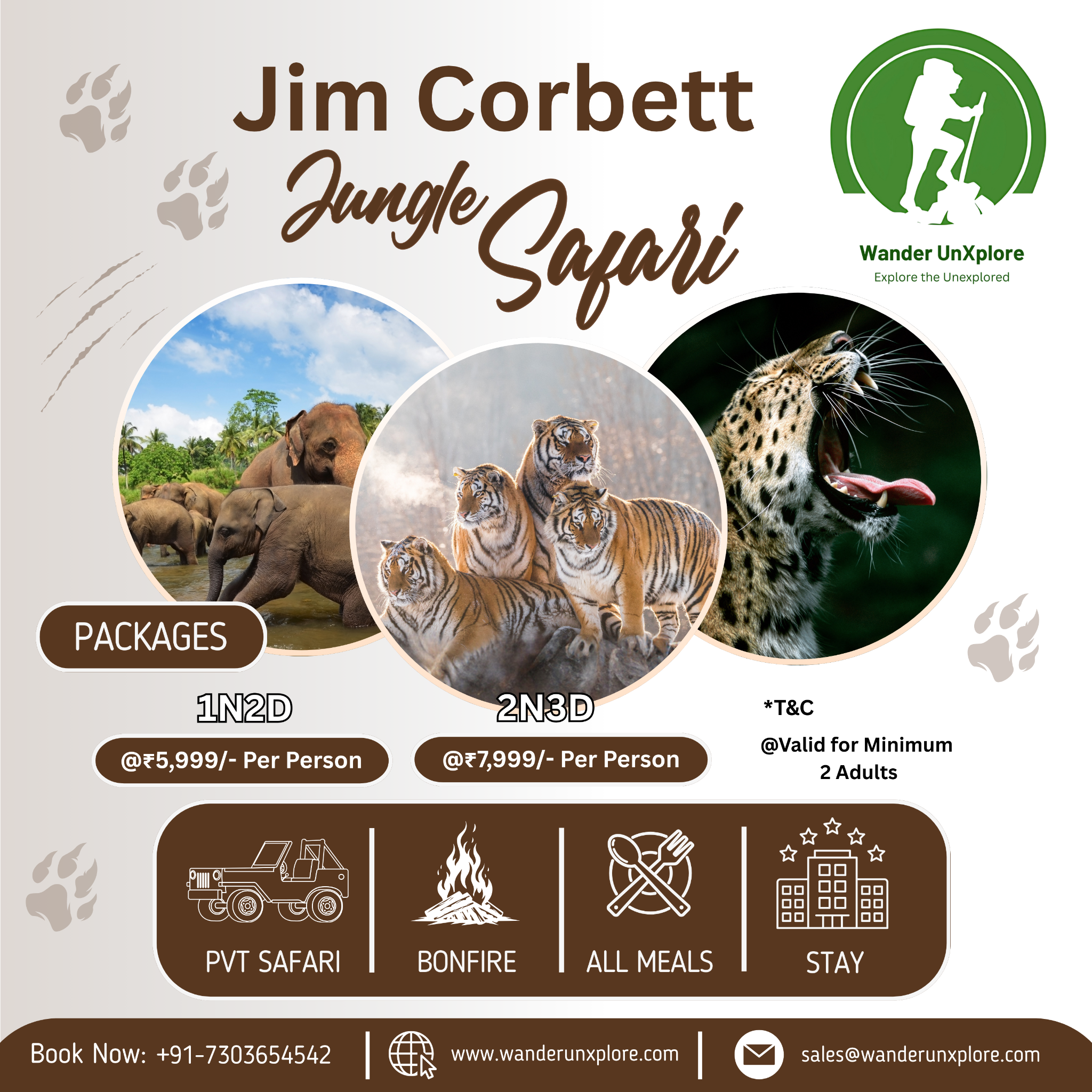 Wander UnXplore Facebook ad: Jim Corbett 1N/2D or 2N/3D Escape with Private Jungle Safari