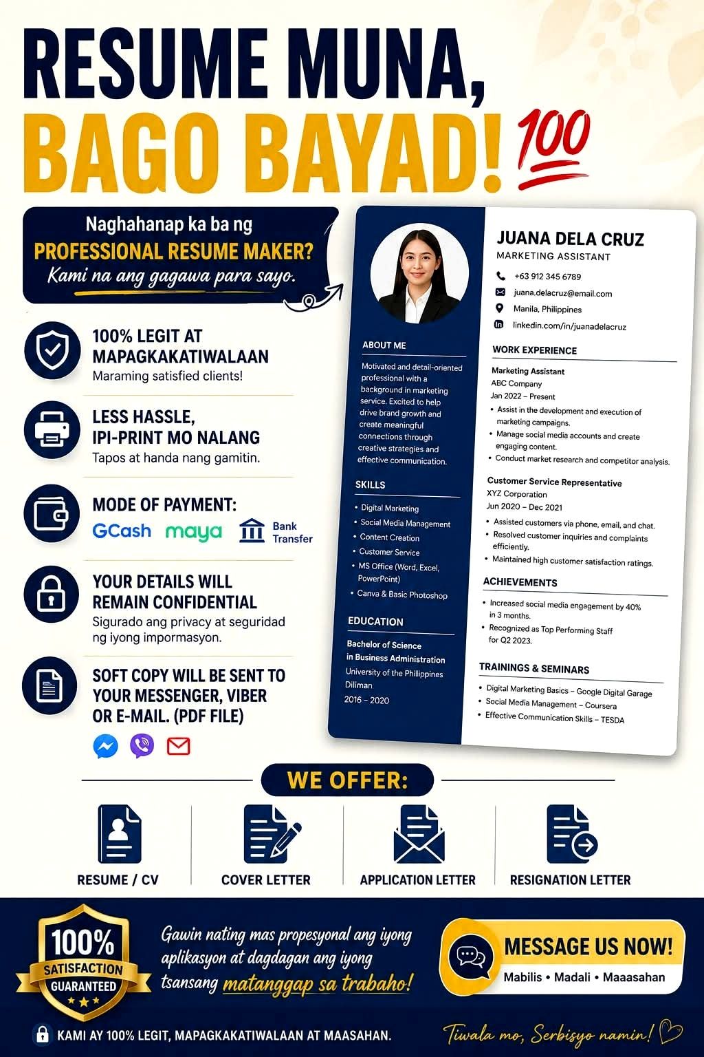 Pinoy Online CV & Resume Facebook ad: 𝐑𝐄𝐒𝐔𝐌𝐄 𝐌𝐔𝐍𝐀, BAGO BAYAD