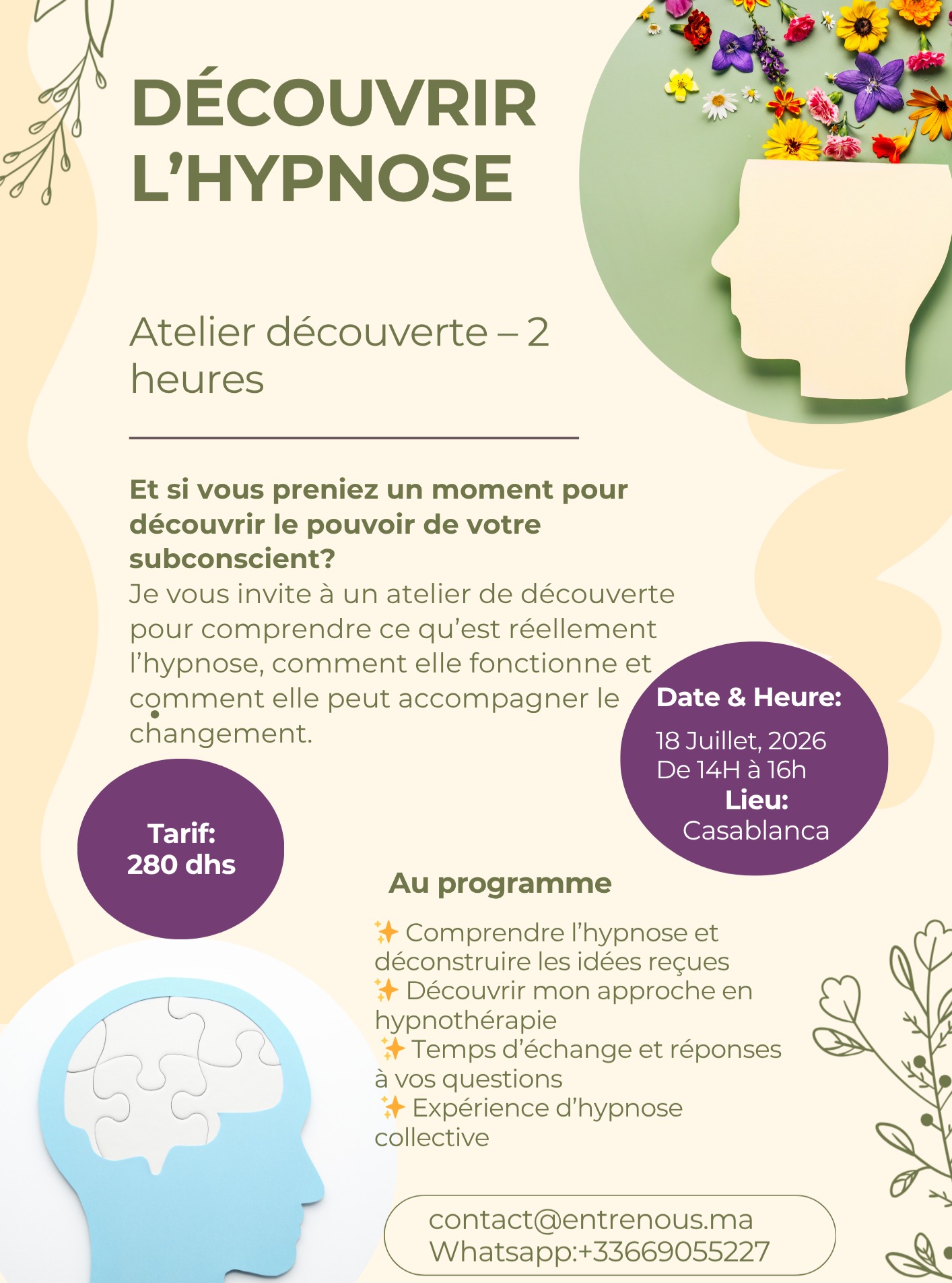 entrenous.hypnotherapie Facebook ad: 18 Juillet. 14h.