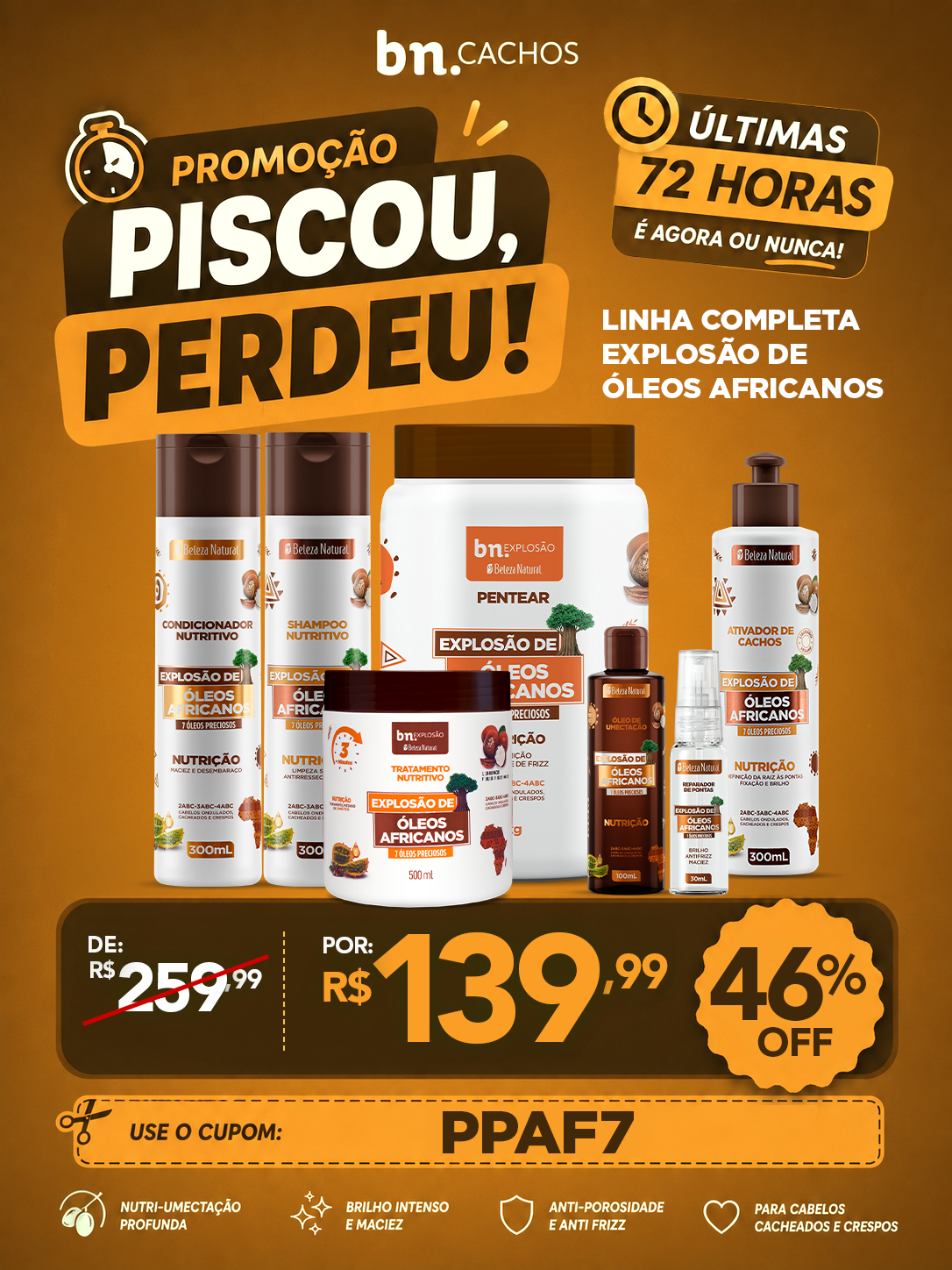 BN Facebook ad: Use o cupom PPAF7 garanta o KIT EXPLOSÃO DE ÓLEOS AFRIANOS…