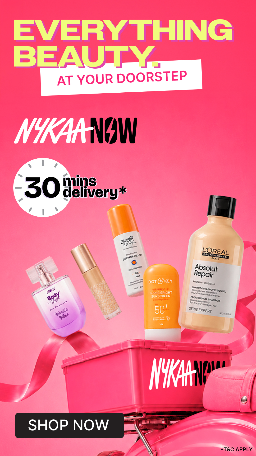 Nykaa Facebook ad: Deliveries Starting in 30 Minutes