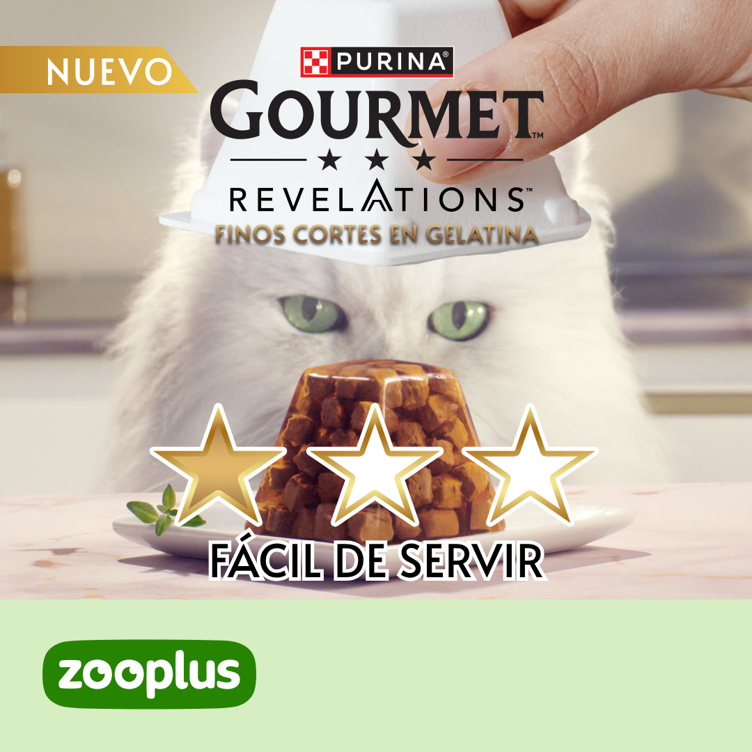 zooplus Facebook ad: Deleita a tu gato con tiernos trozos finamente…