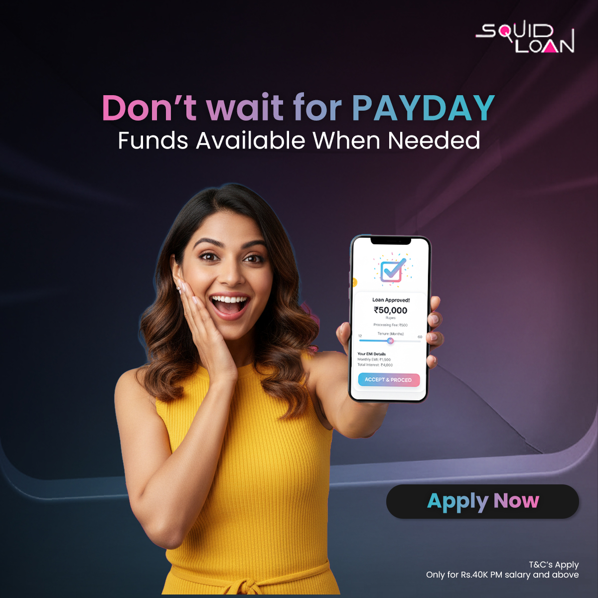 Squid Loan Facebook ad: Minimum monthly salary must be ₹40,000