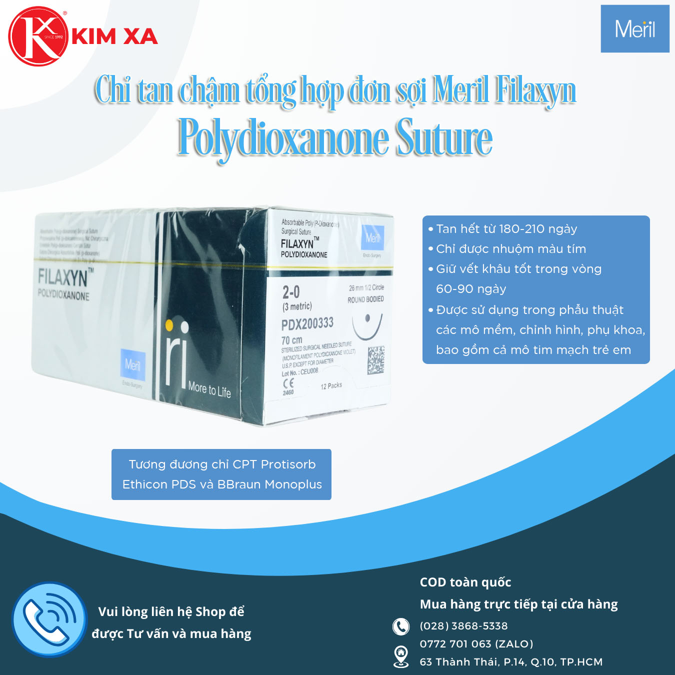 Chỉ Phẫu Thuật - Dụng Cụ Y Khoa KIM XA Facebook ad: 𝗖𝗵𝗶̉ 𝘁𝗮𝗻 𝗰𝗵𝗮̣̂𝗺 𝘁𝗼̂̉𝗻𝗴 𝗵𝗼̛̣𝗽 đ𝗼̛𝗻…