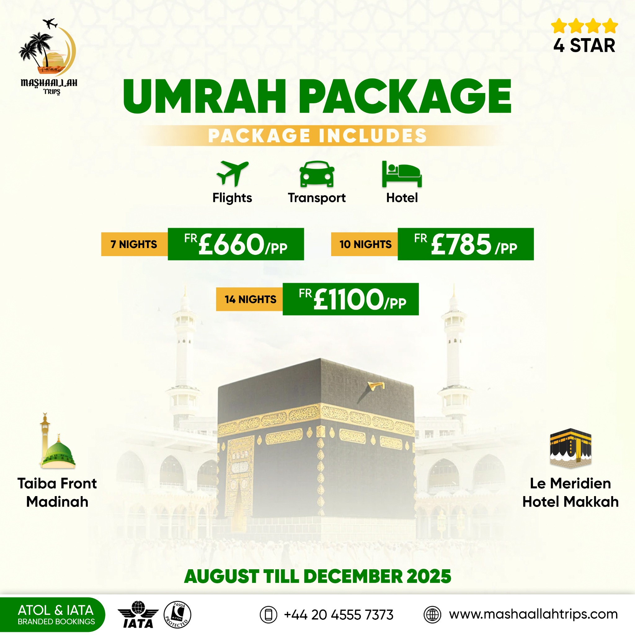 Mashaallahtrips.com Facebook ad: Umrah Package started from ยฃ660