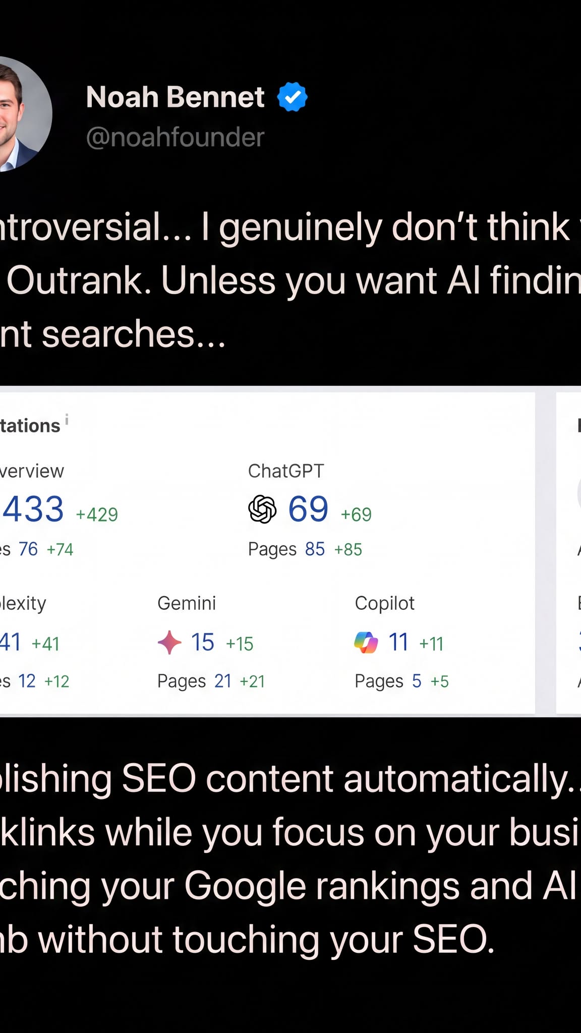 Outrank.so Facebook ad: Grow Organic Traffic on Auto-Pilot