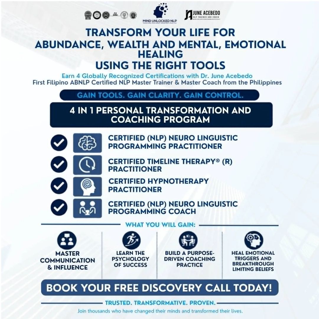 Dr. June Acebedo NLP Master Coach and Trainer Facebook ad: Transform Your Life And Others!