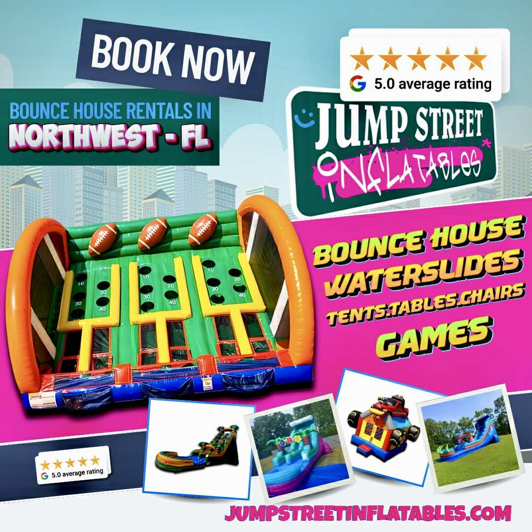 Jump Street Inflatables Facebook ad: Bounce House & Waterslide Rentals in Northwest FL