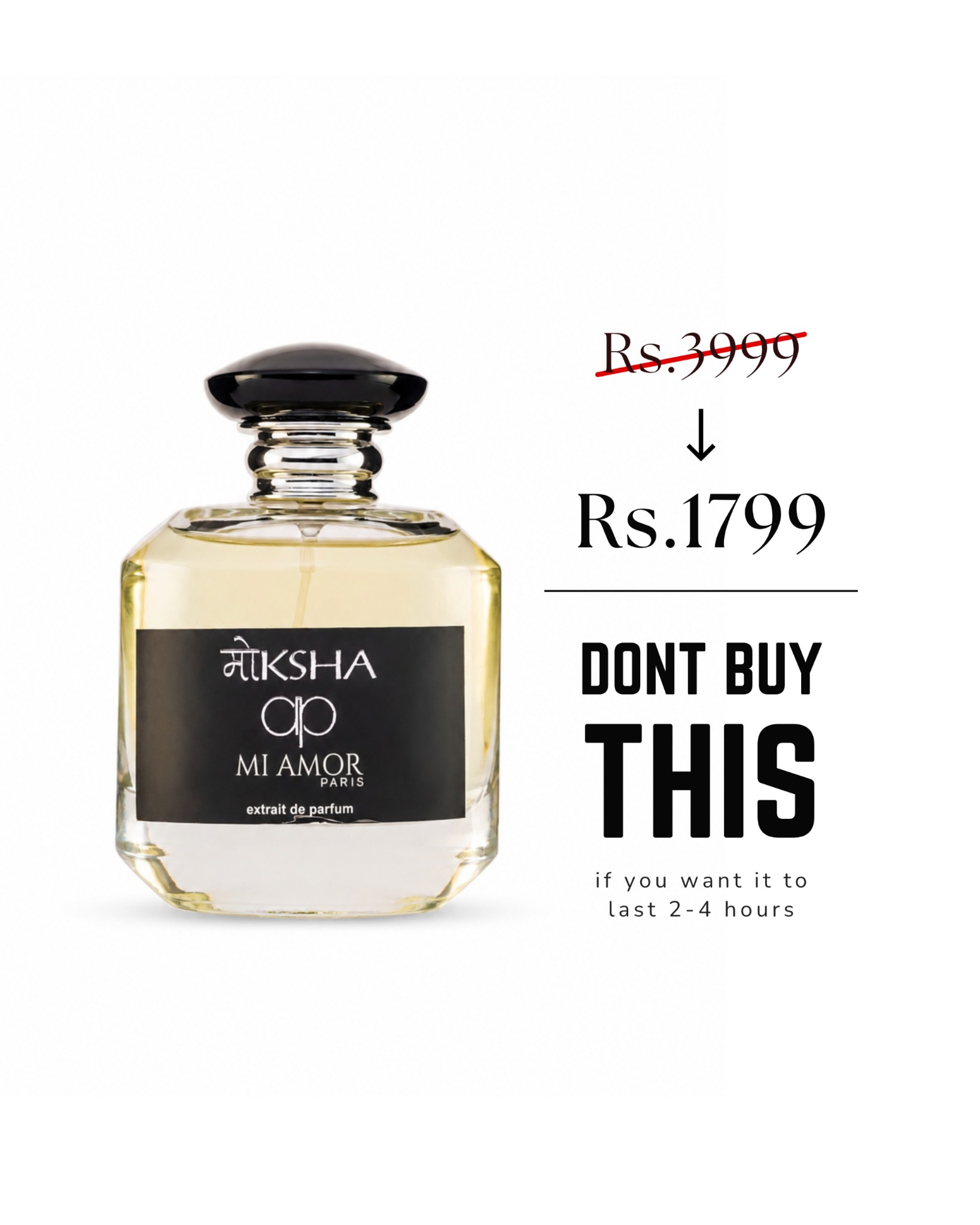 MI AMOR PARIS Facebook ad: Luxury That Lasts. Now at ₹1799.