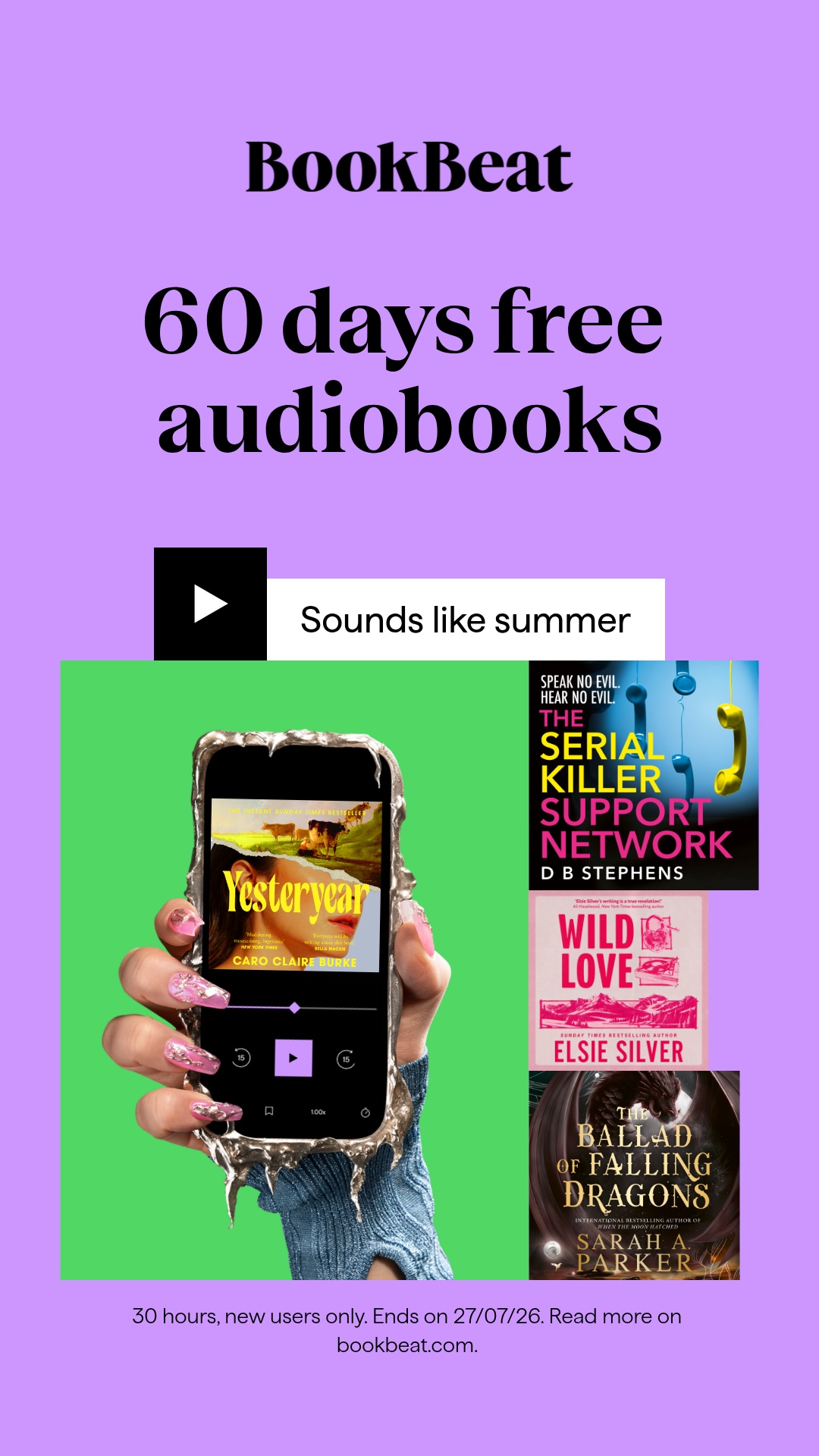 BookBeat Facebook ad from Jul 12, 2026
