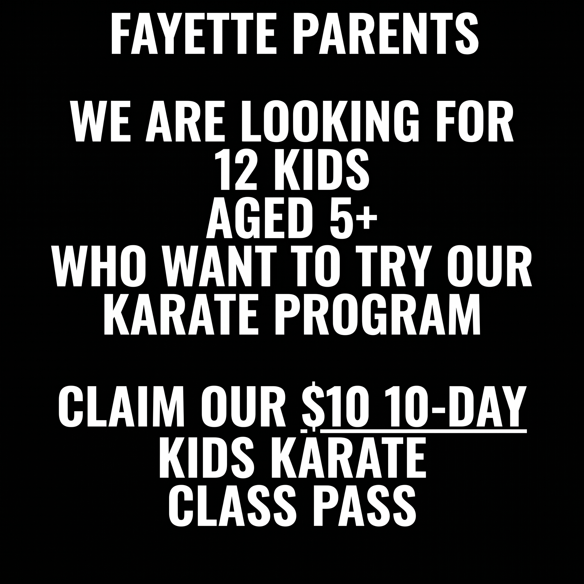 Eaves Karate - Fayette Facebook ad