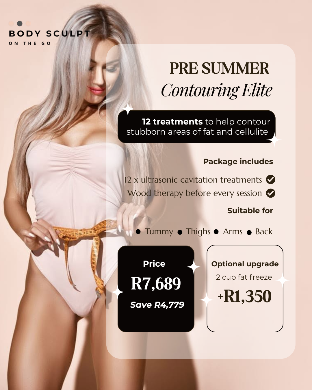 Body Sculpt On The Go Facebook ad: Save R4,779 | Get Summer Ready
