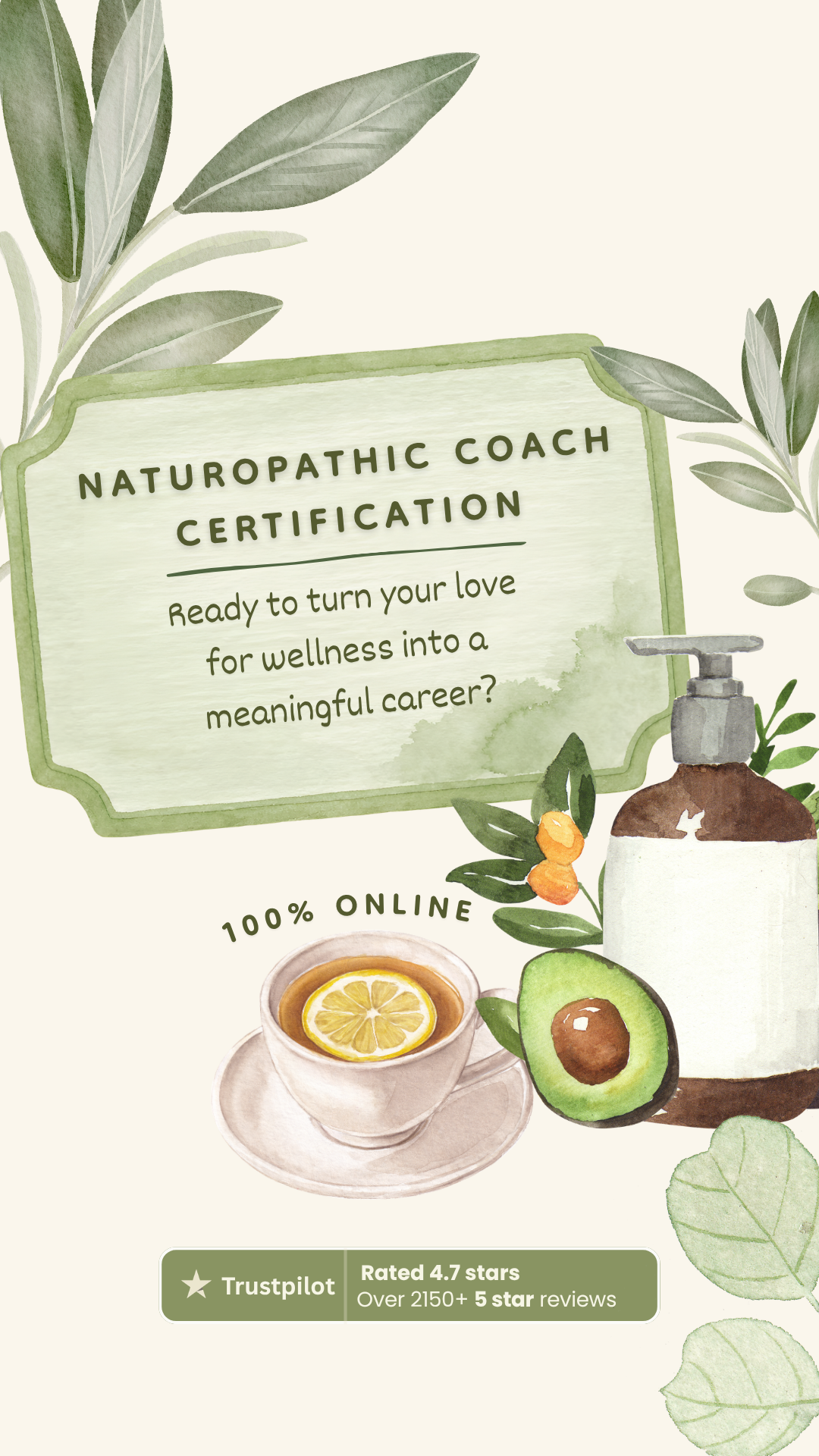 Efficient Therapist Facebook ad: Become a Certified Naturopathic Coach