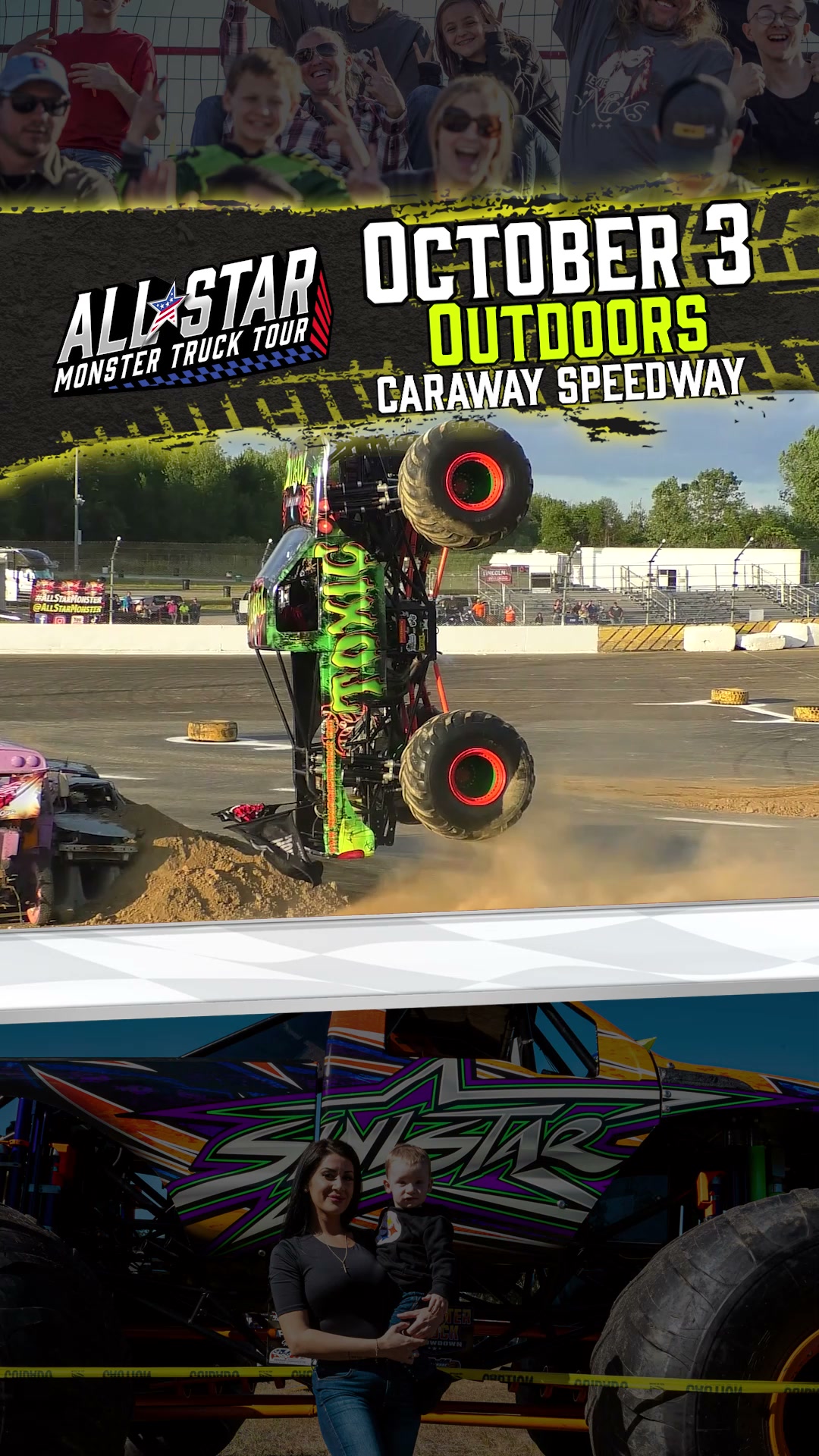 All Star Monster Truck Tour Facebook ad: GET THE KIDS OFF THE SCREENS & INTO…