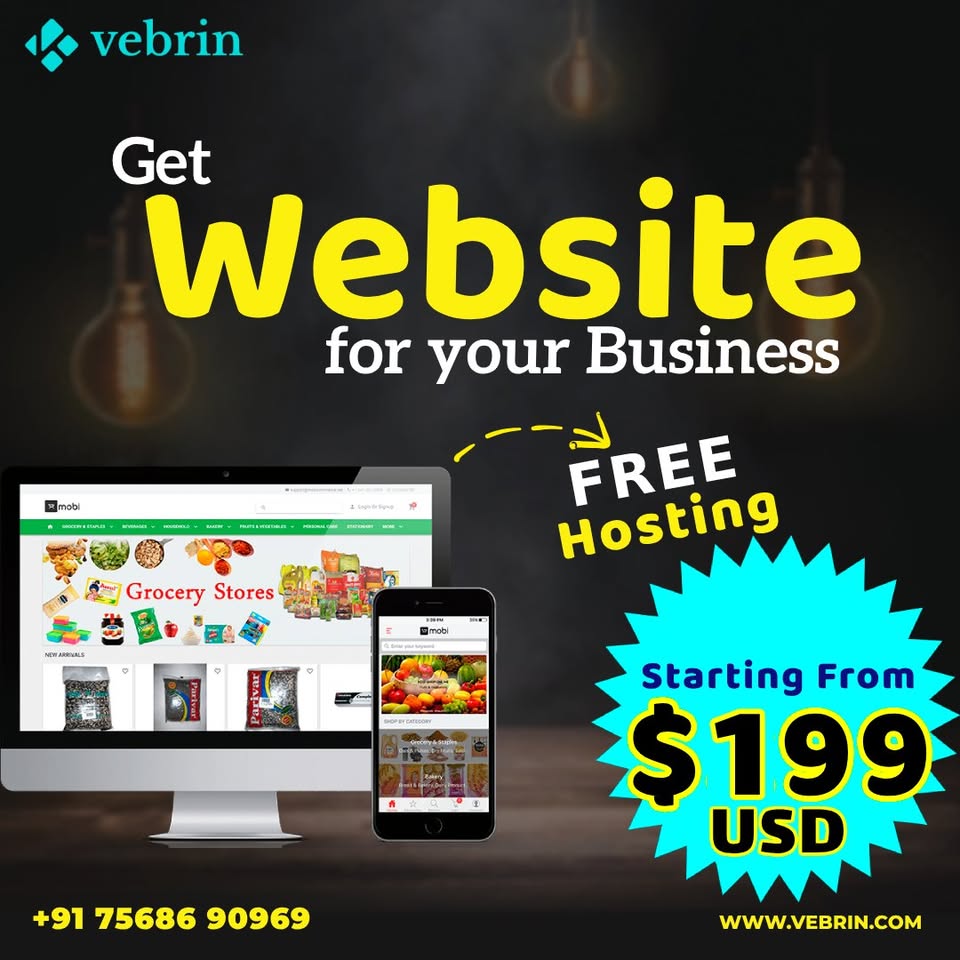 Vebrin Infotech Facebook ad: Get website for your business, starting from $199…