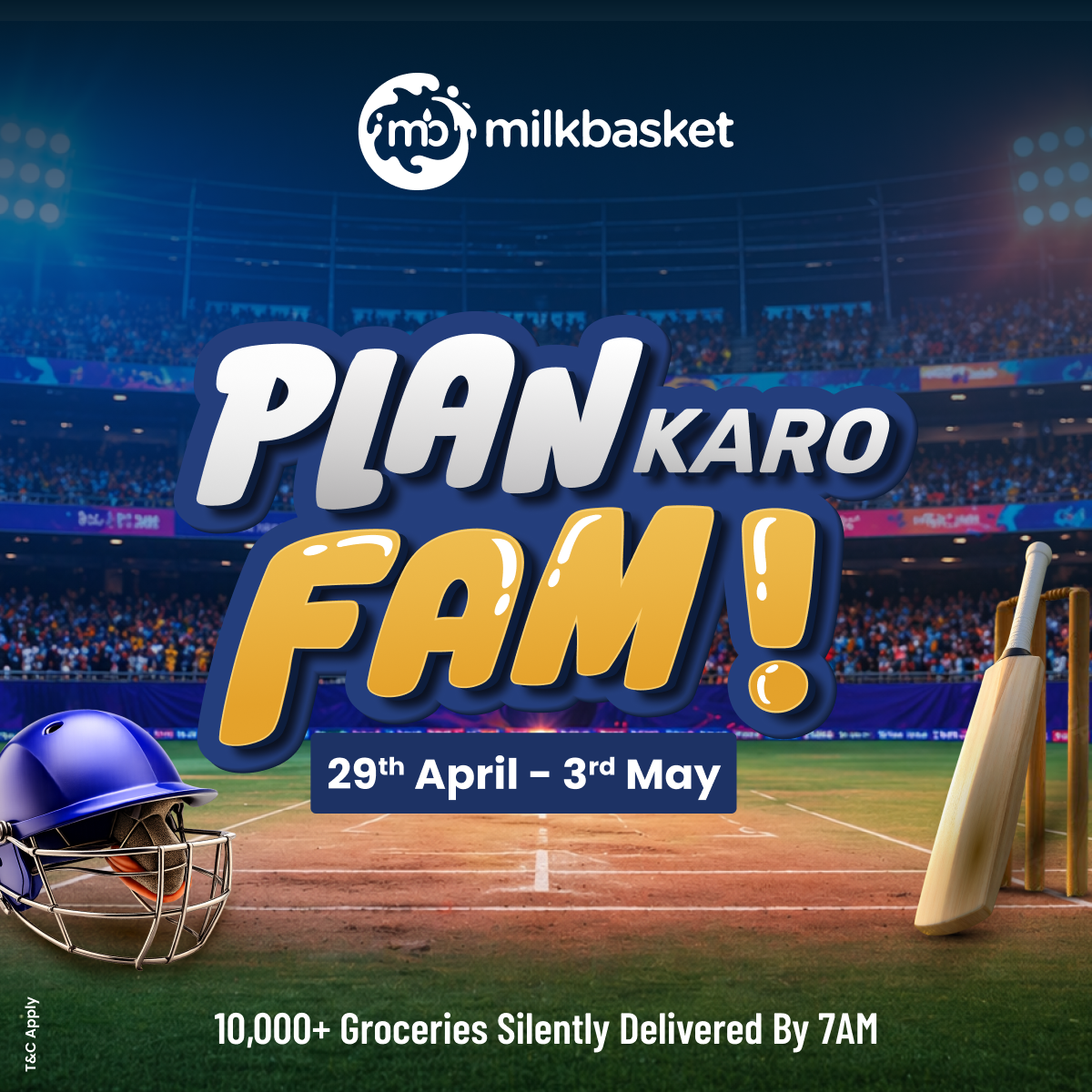Milkbasket.com Facebook ad: Groceries or match day, plan smart - 10,000+…