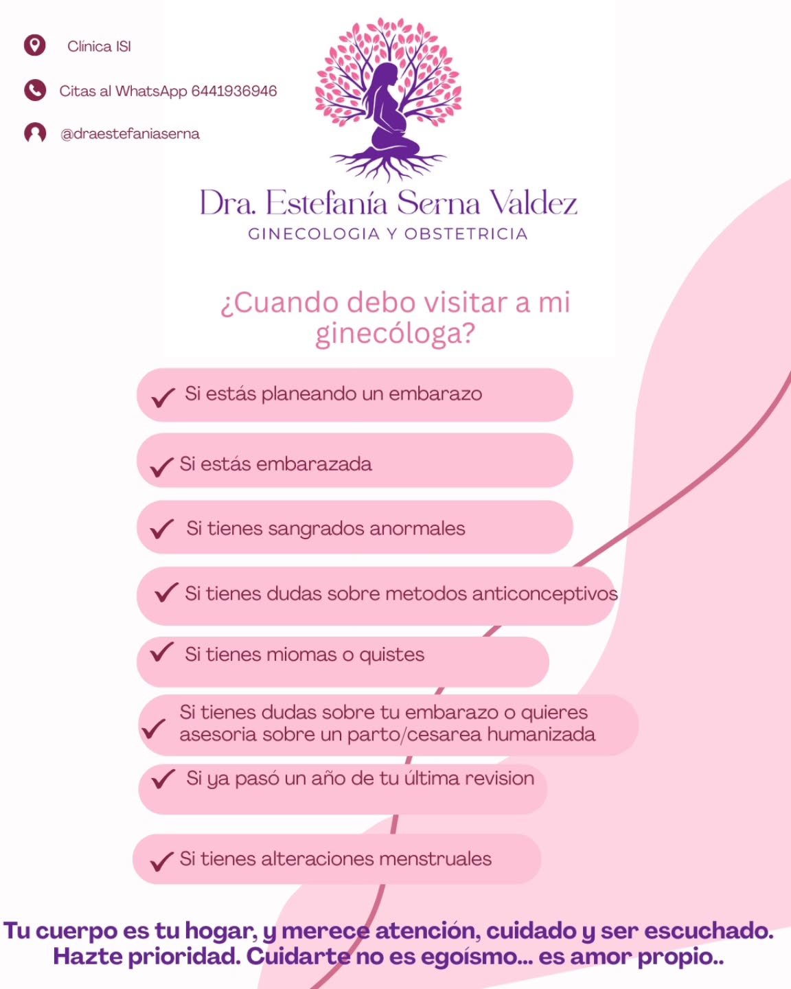 draestefaniaserna Facebook ad: ¿Cuándo debo acudir con mi ginecóloga?