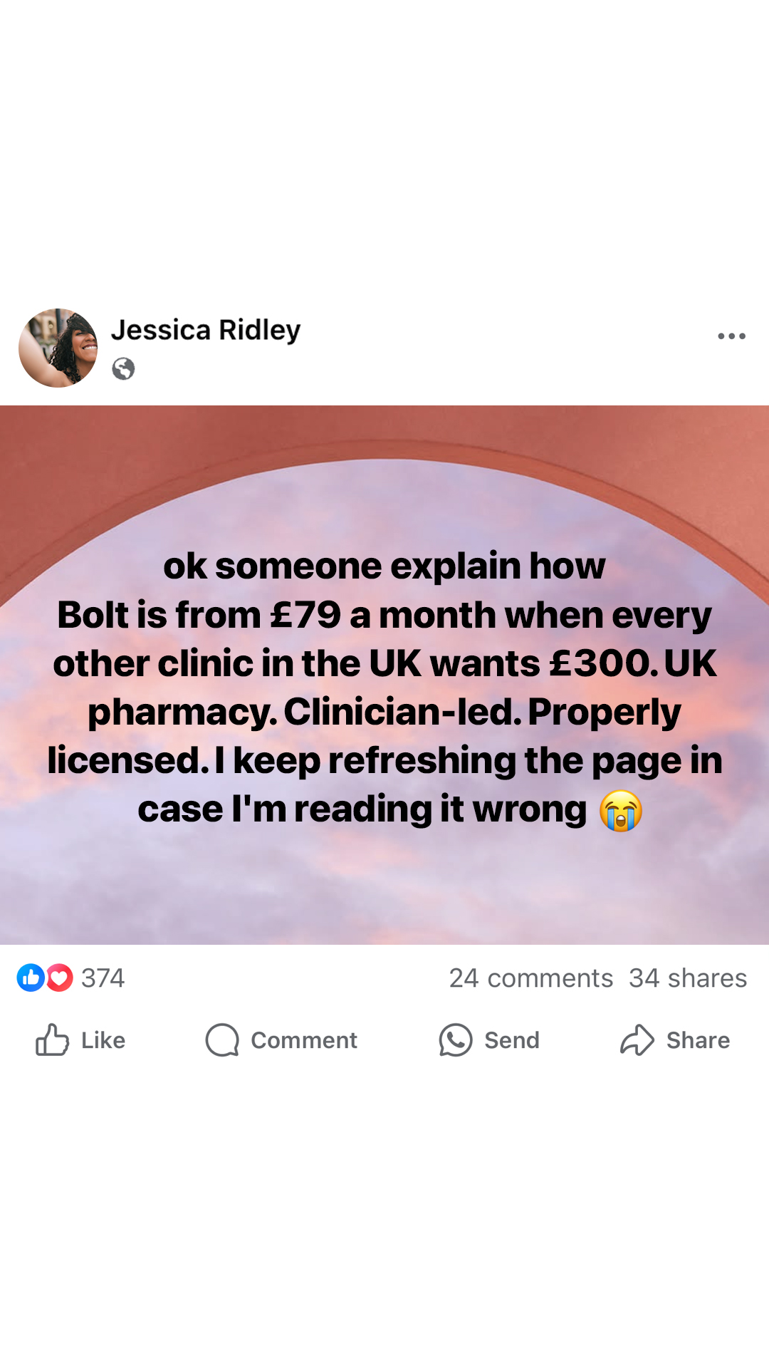 Bolt Pharmacy Facebook ad