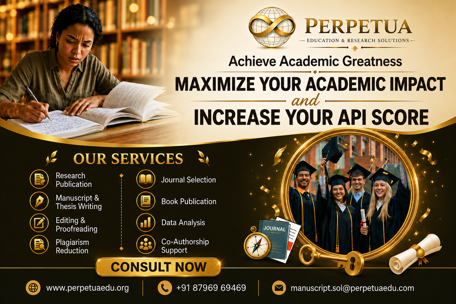 Perpetua Education & Research Solutions Facebook ad: Submit your Article Now!