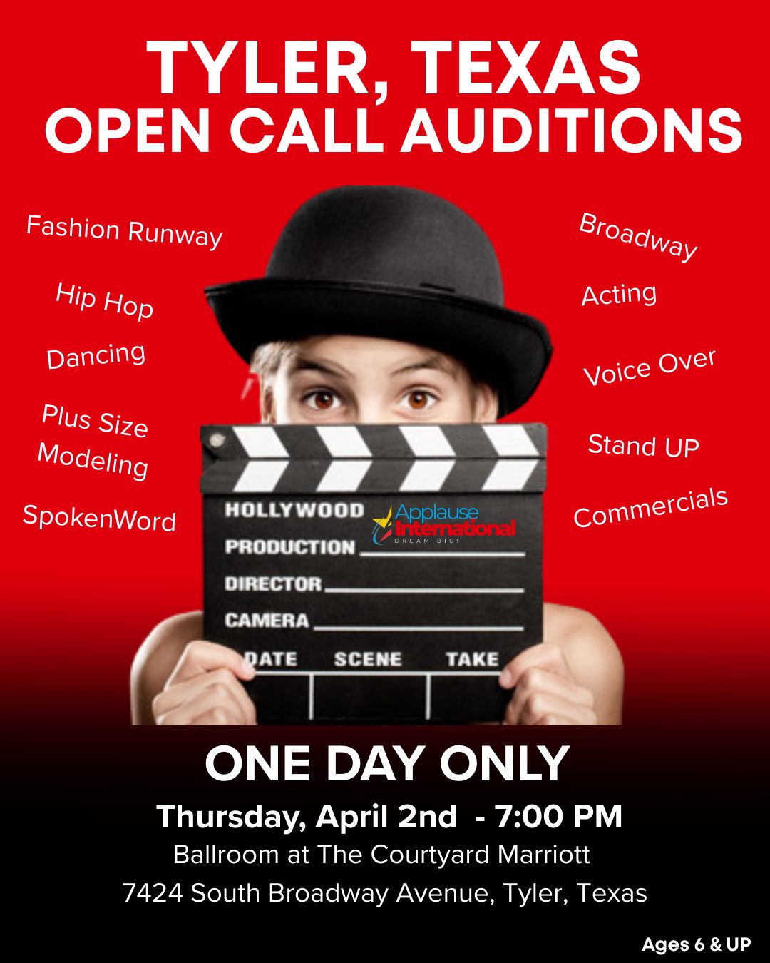 Applause International Facebook ad: Audition Now | The ARTS