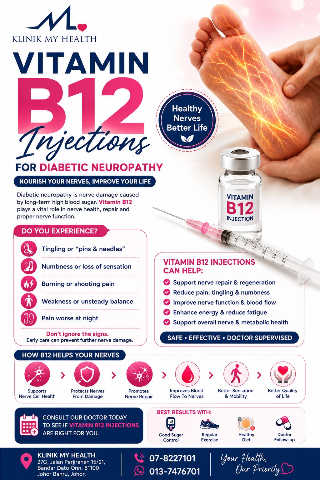 Klinik My Health Facebook ad: Tingling, numbness or burning pain in your feet?