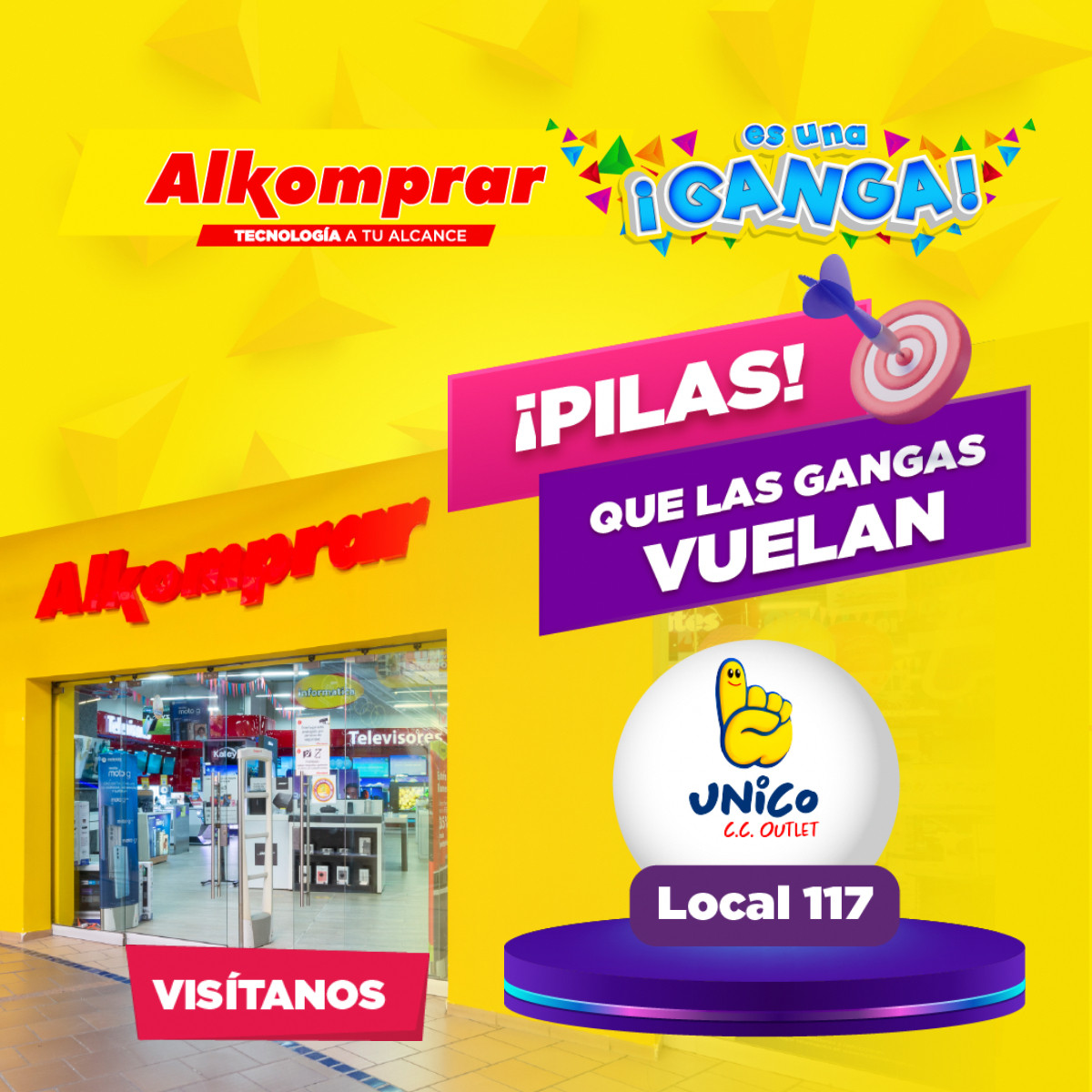 Alkomprar Facebook ad: ¡Visítanos en el C.C Único!