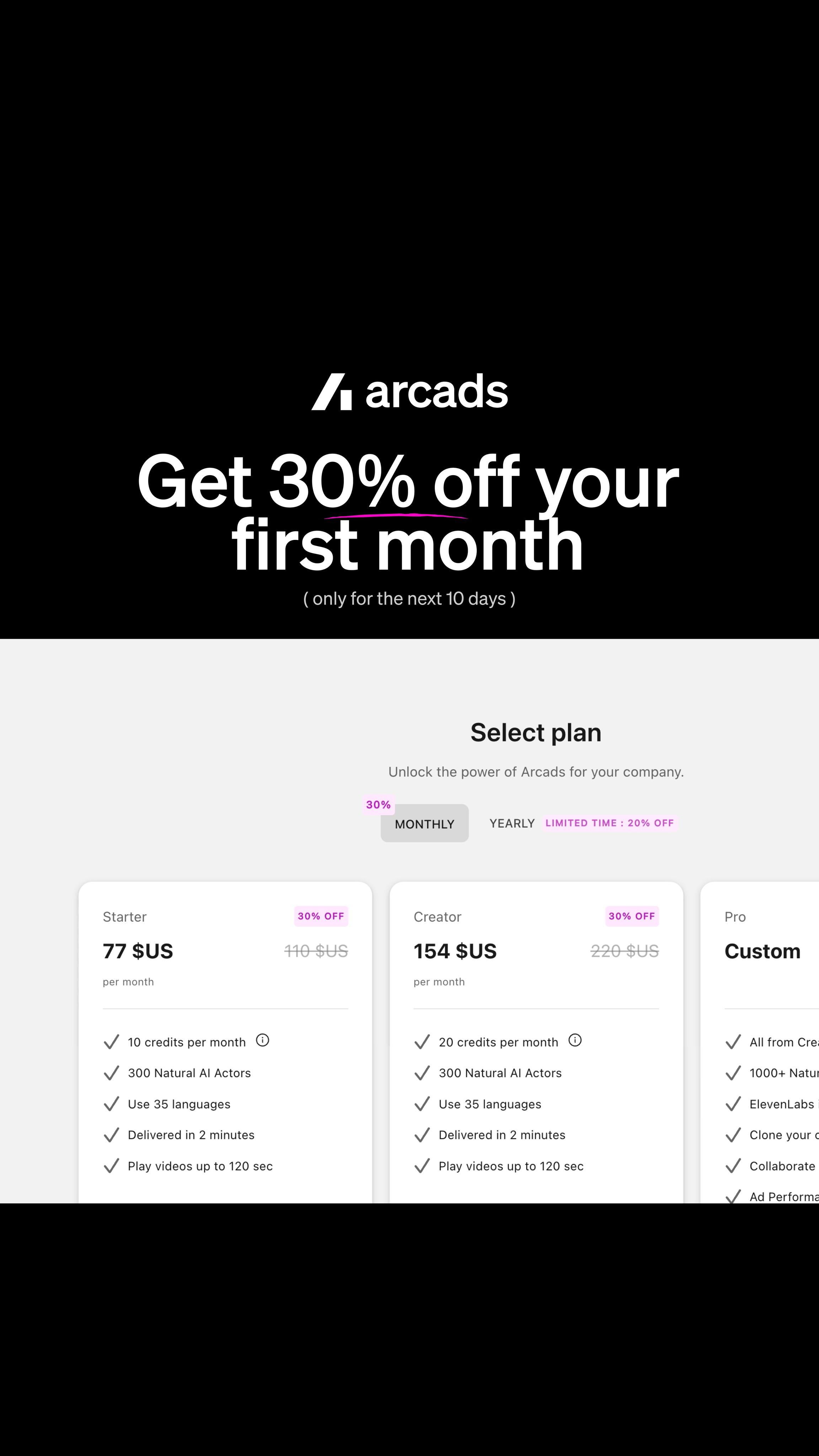 Arcads AI Facebook ad