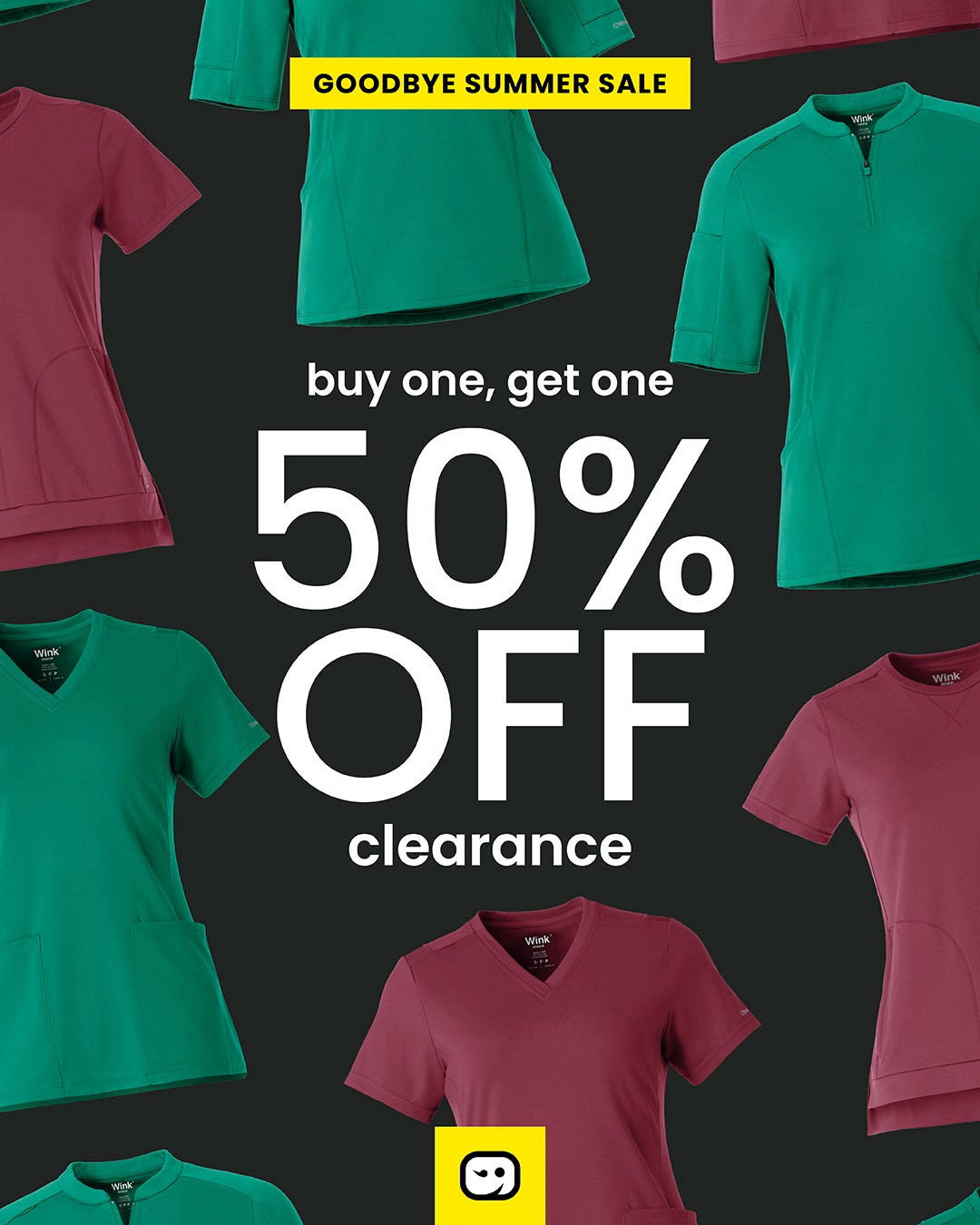 Wink Scrubs Facebook ad: BOGO 50% Off Last Chance