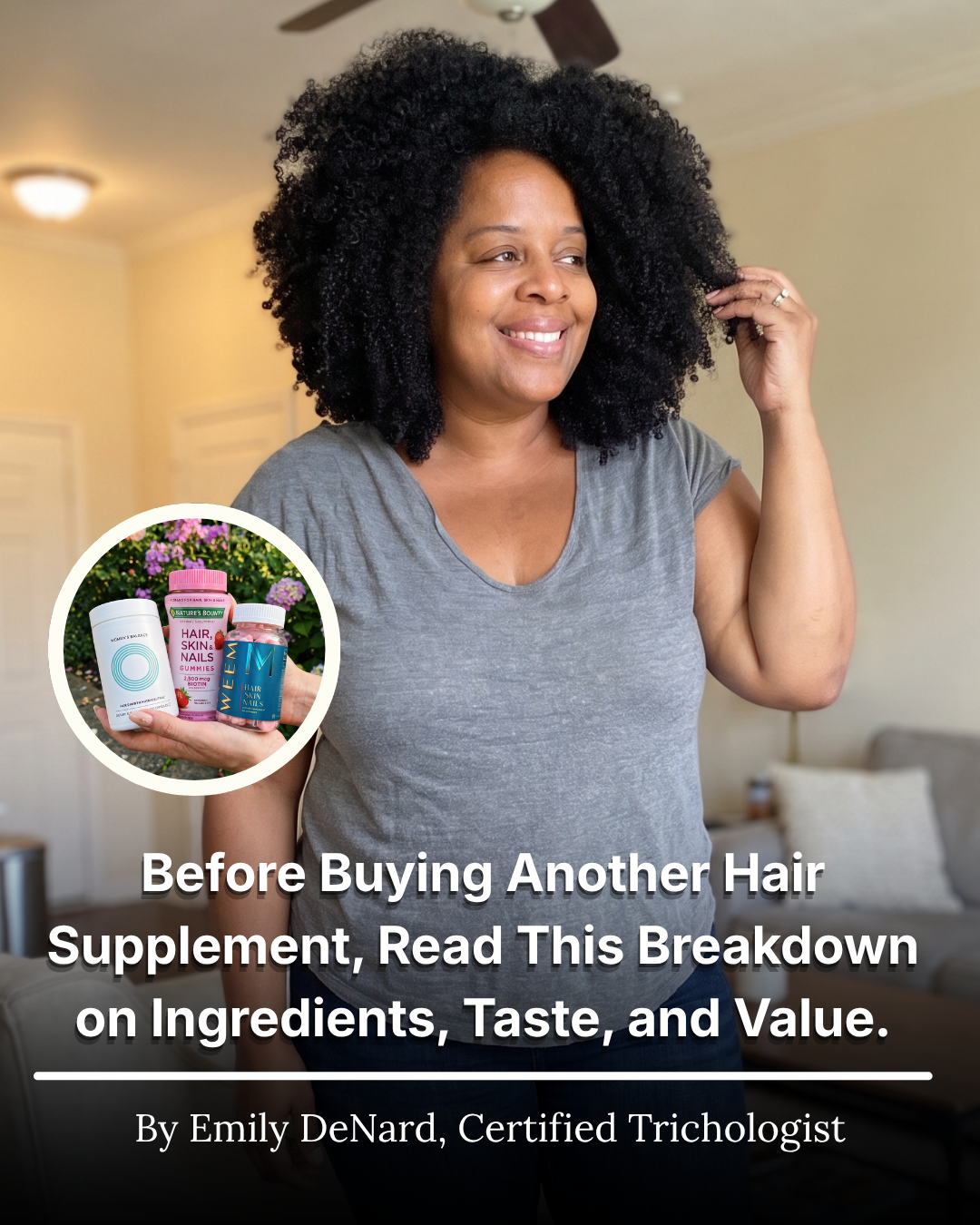 Certified Trichologist & Scalp Specialist Emily DeNard, Emunah Beauty Facebook ad