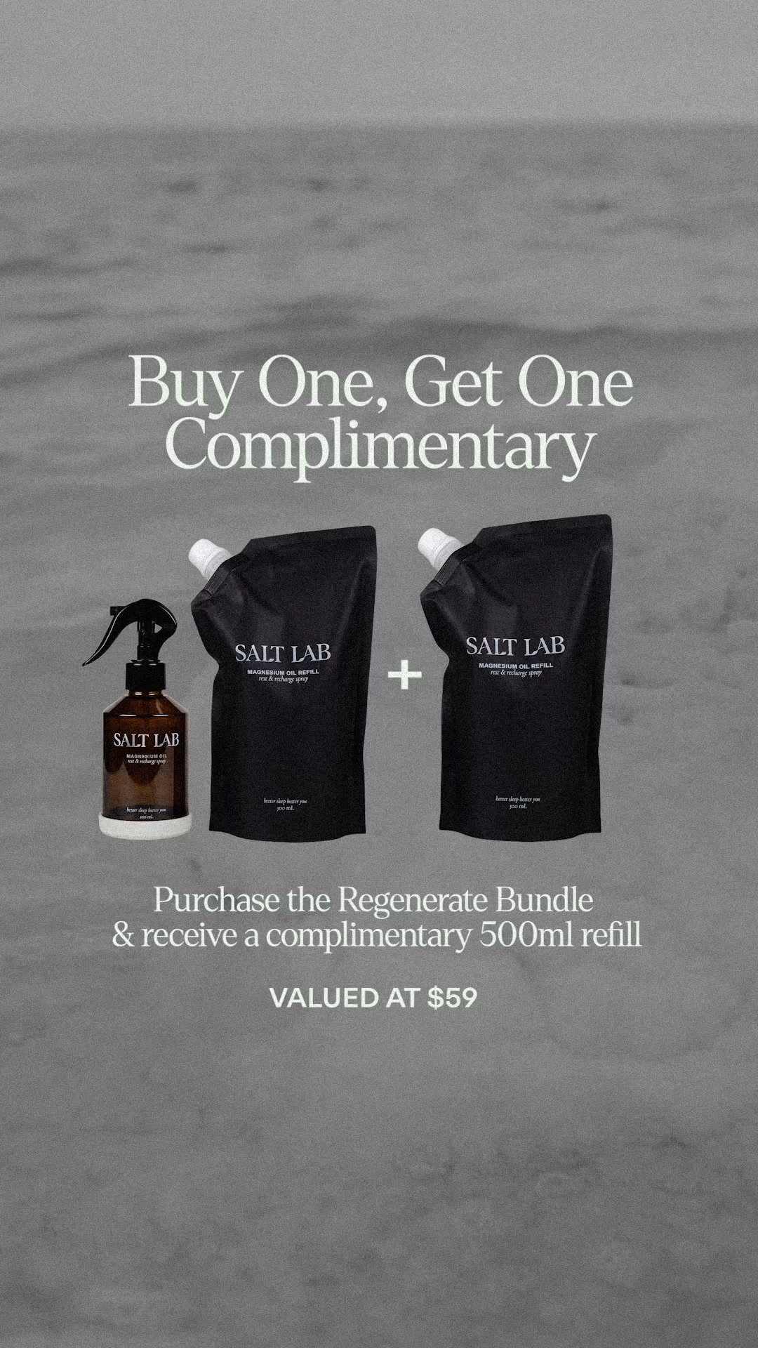 Salt Lab Facebook ad: Buy One, Get One Complimentary.