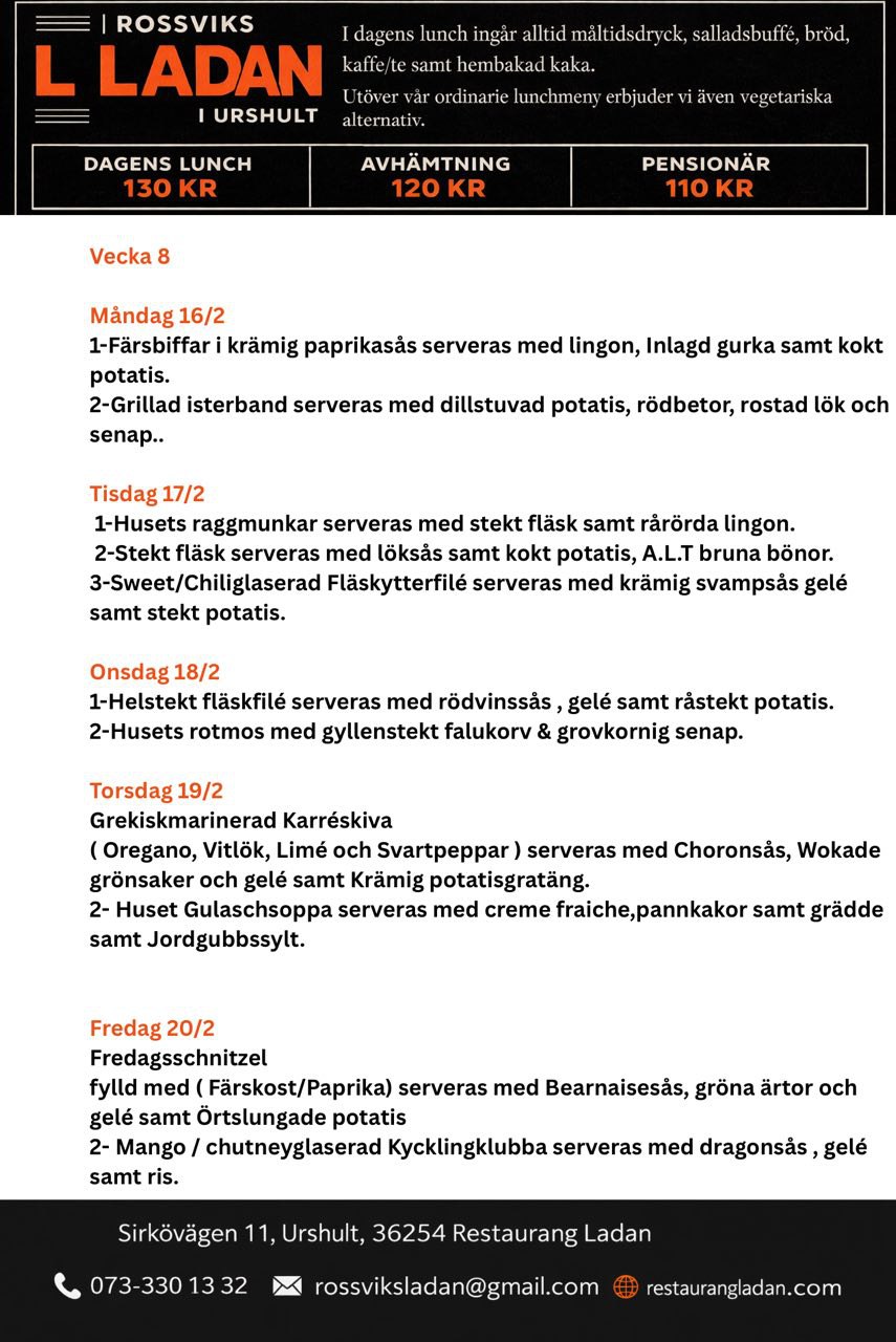 Ladan Restaurangen Facebook ad from Feb 14, 2026