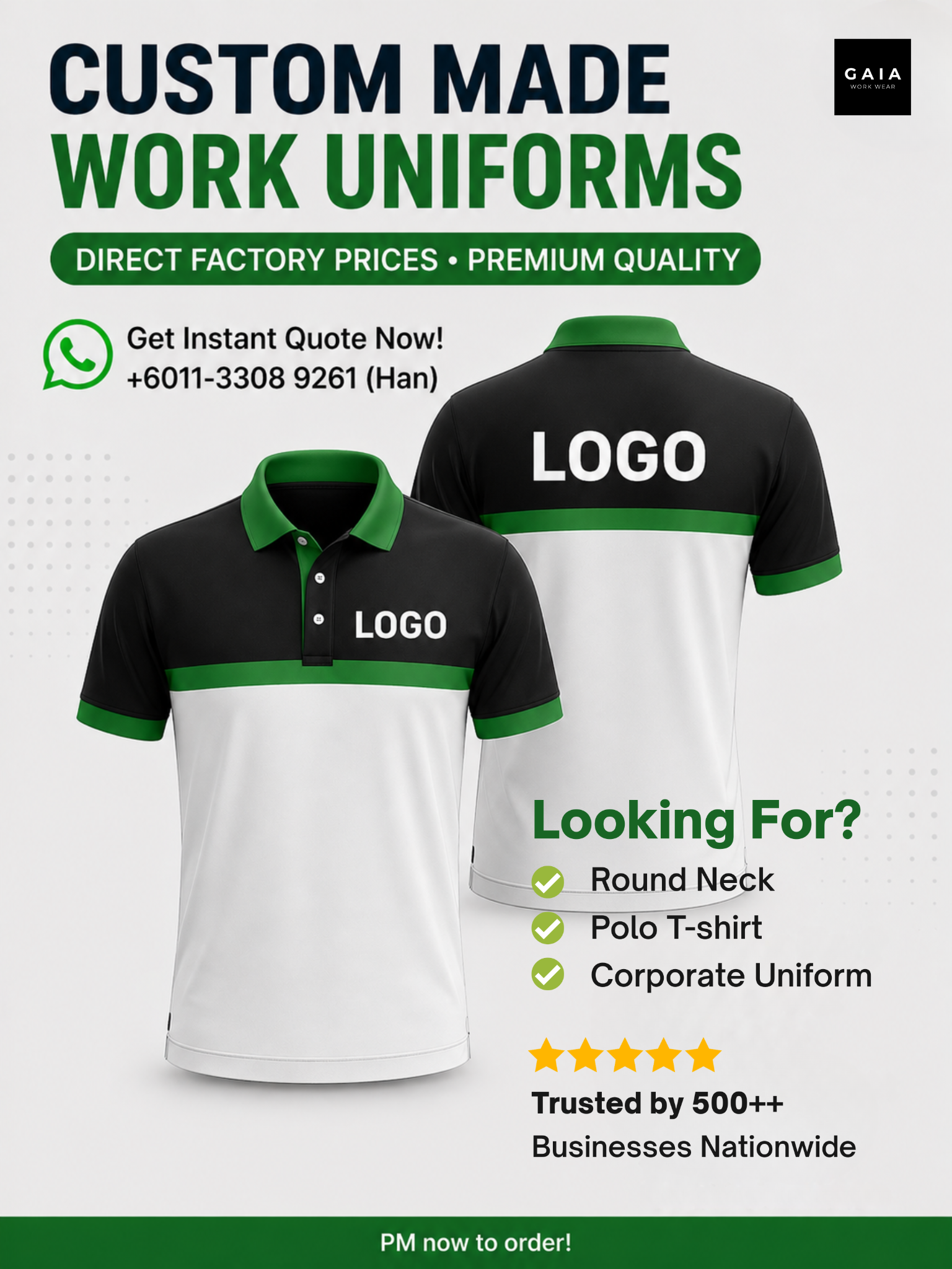 Gaia Work Wear Facebook ad: Get Quotation Today