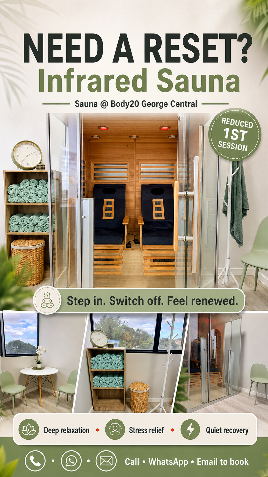 Sauna at Body20 George Facebook ad from May 7, 2026