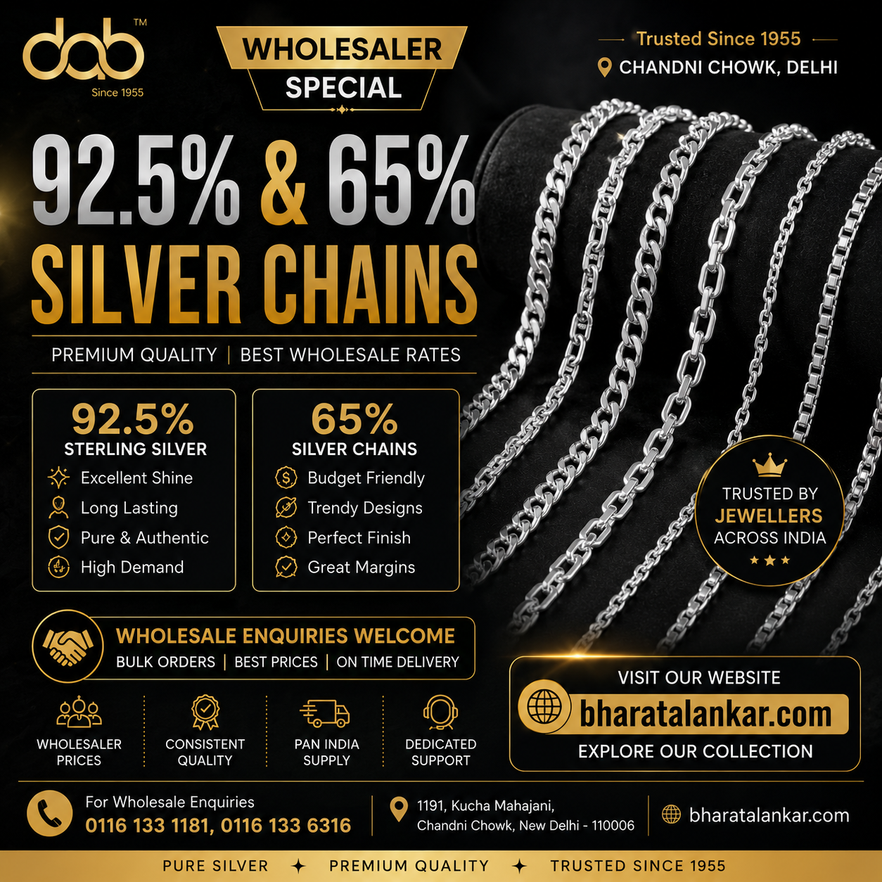 Bharat Alankar Bhandar Facebook ad: Wholesale Silver Chains