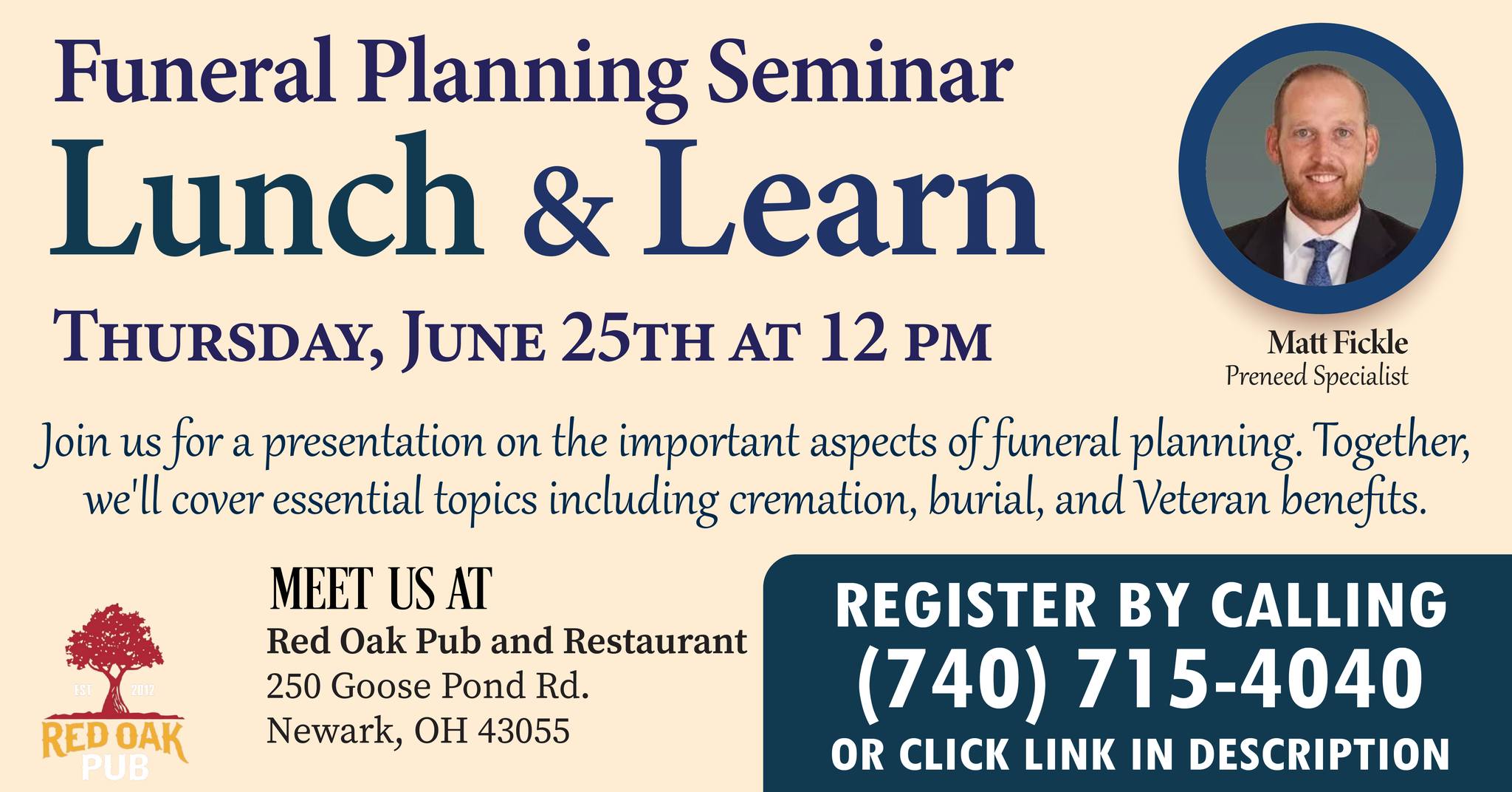 Criss Wagner Hoskinson Funeral & Cremation Services Facebook ad: Lunch & Learn - Funeral Planning Seminar