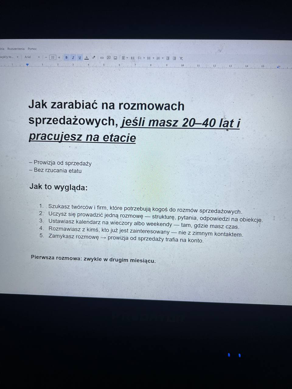 First Close Facebook ad: Zarabiaj na rozmowach 1:1