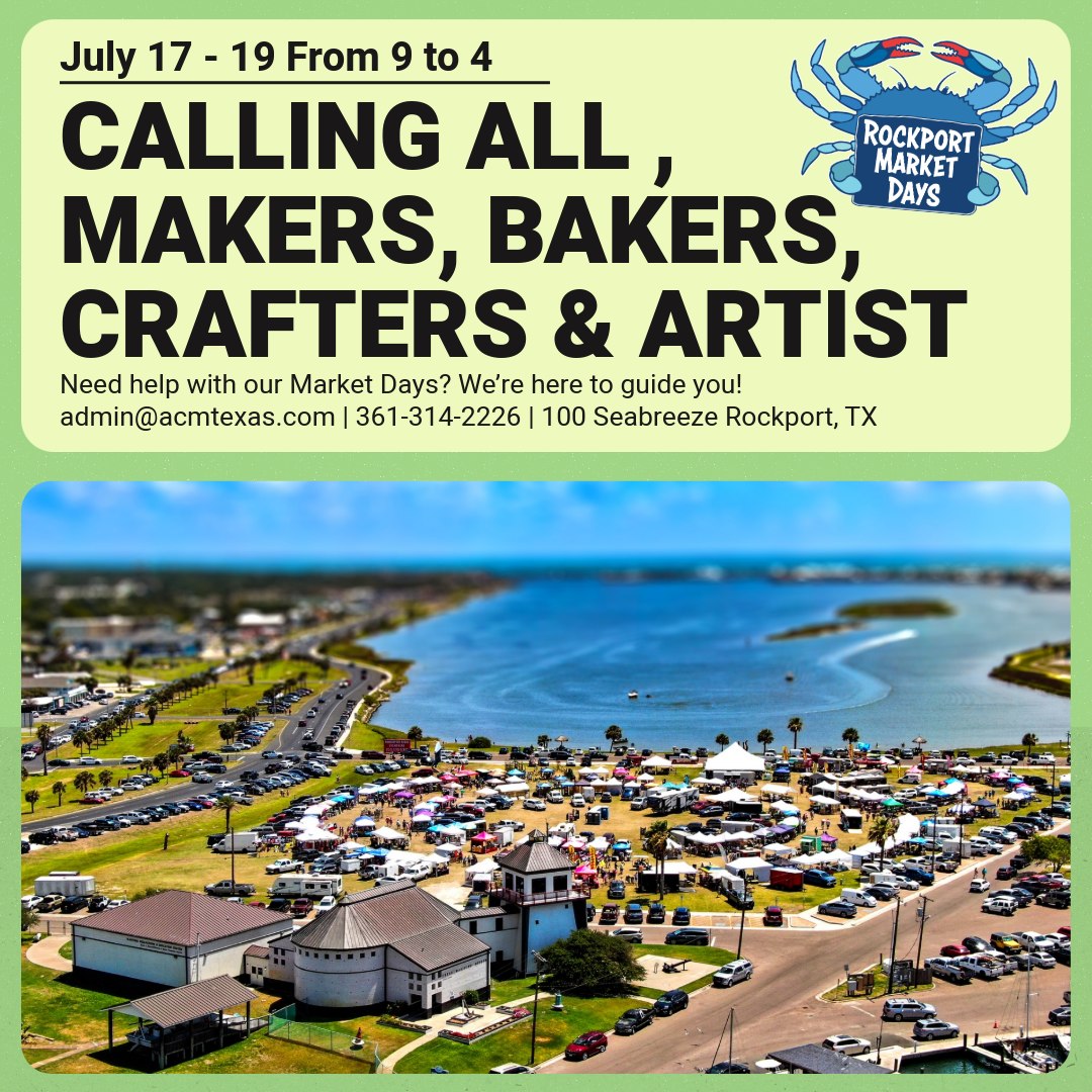 Rockport Fulton Market Days Facebook ad: CALLING ALL MAKERS, BAKERS, CRAFTERS & ARTISTS OF…