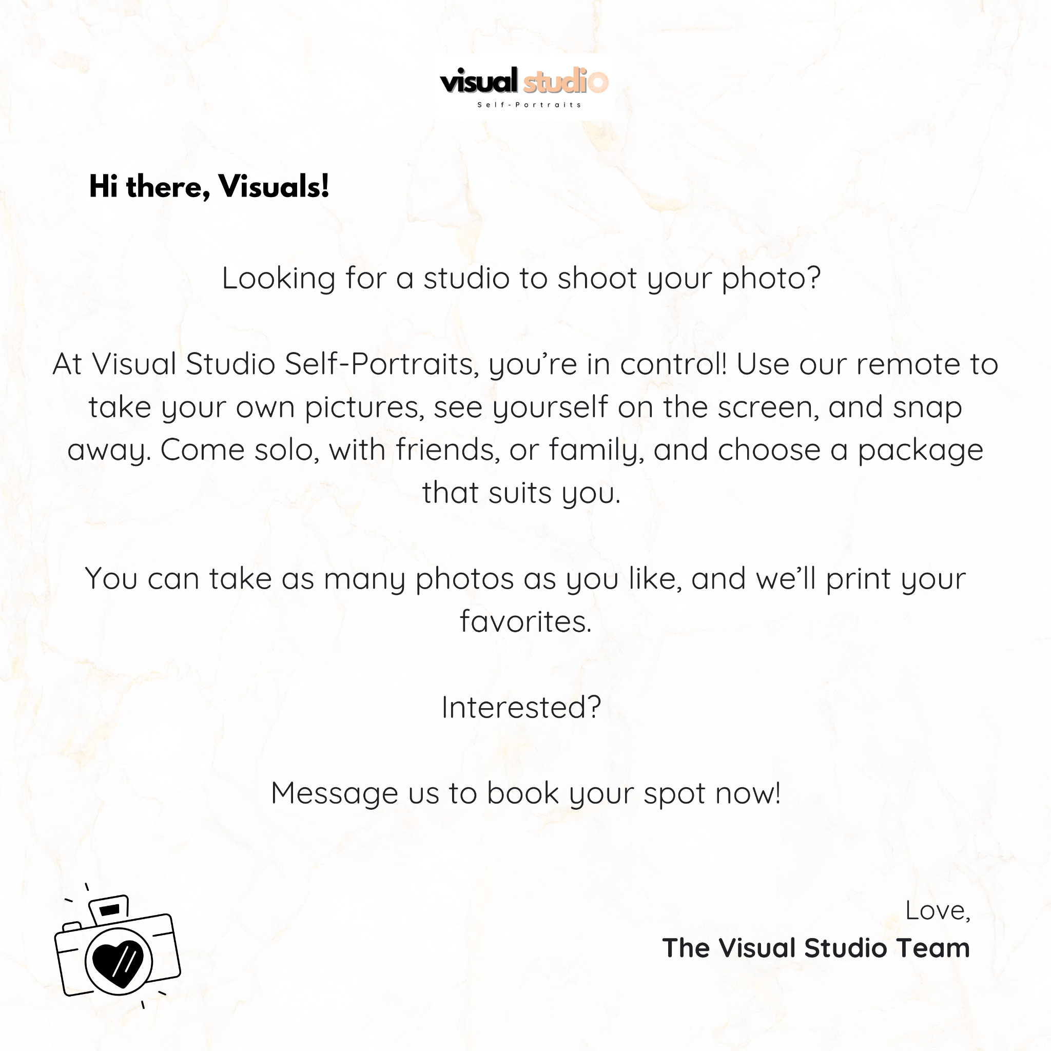 Visual Studio Self Portraits Facebook ad from Aug 30, 2024