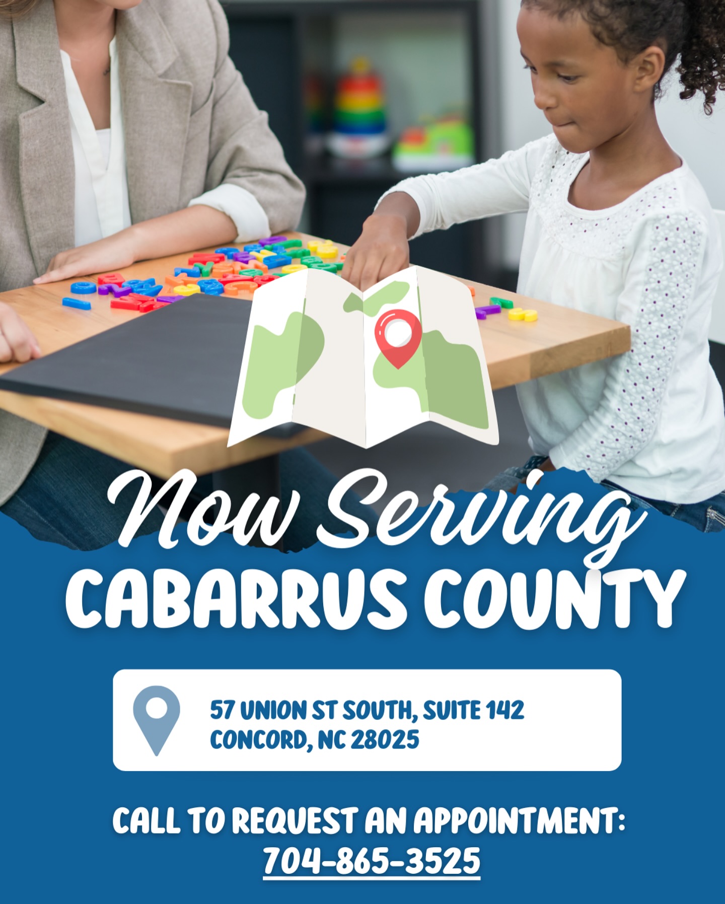 Support Incorporated Facebook ad: Now Serving Cabarrus!