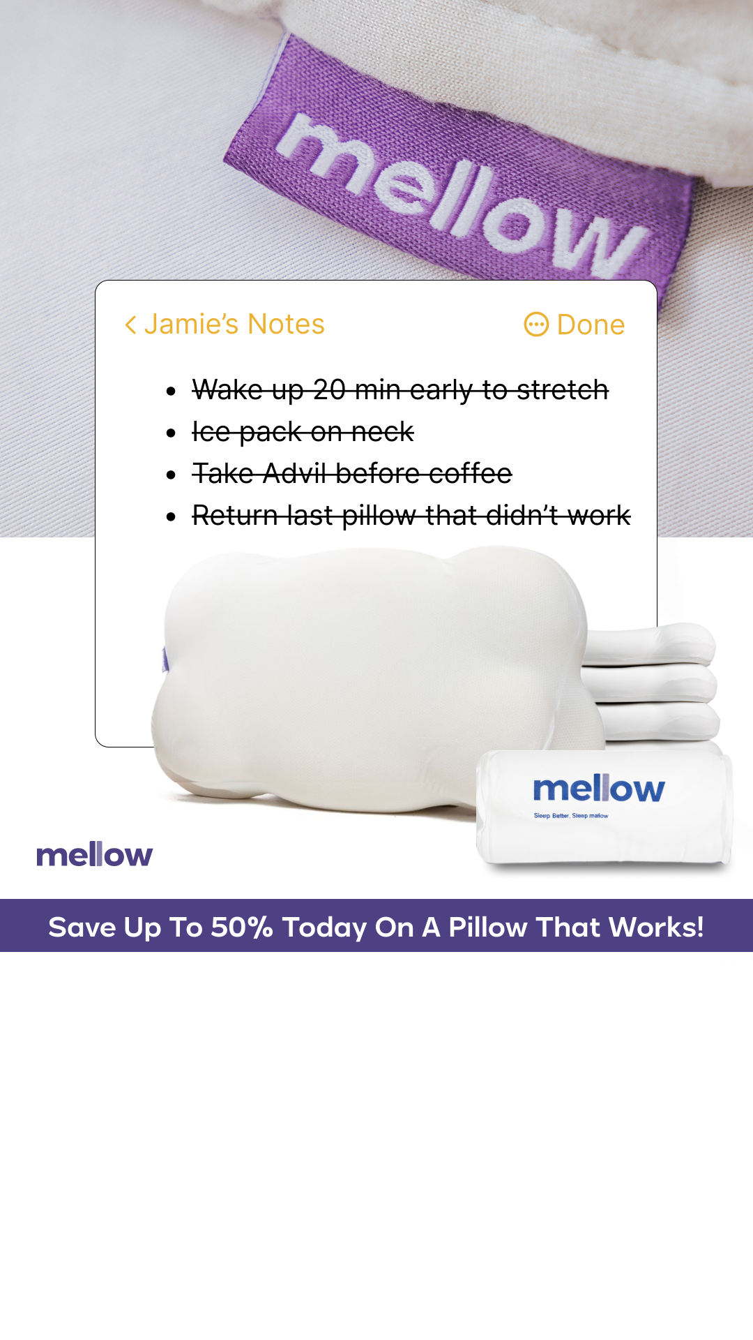 Mellow Sleep Facebook ad