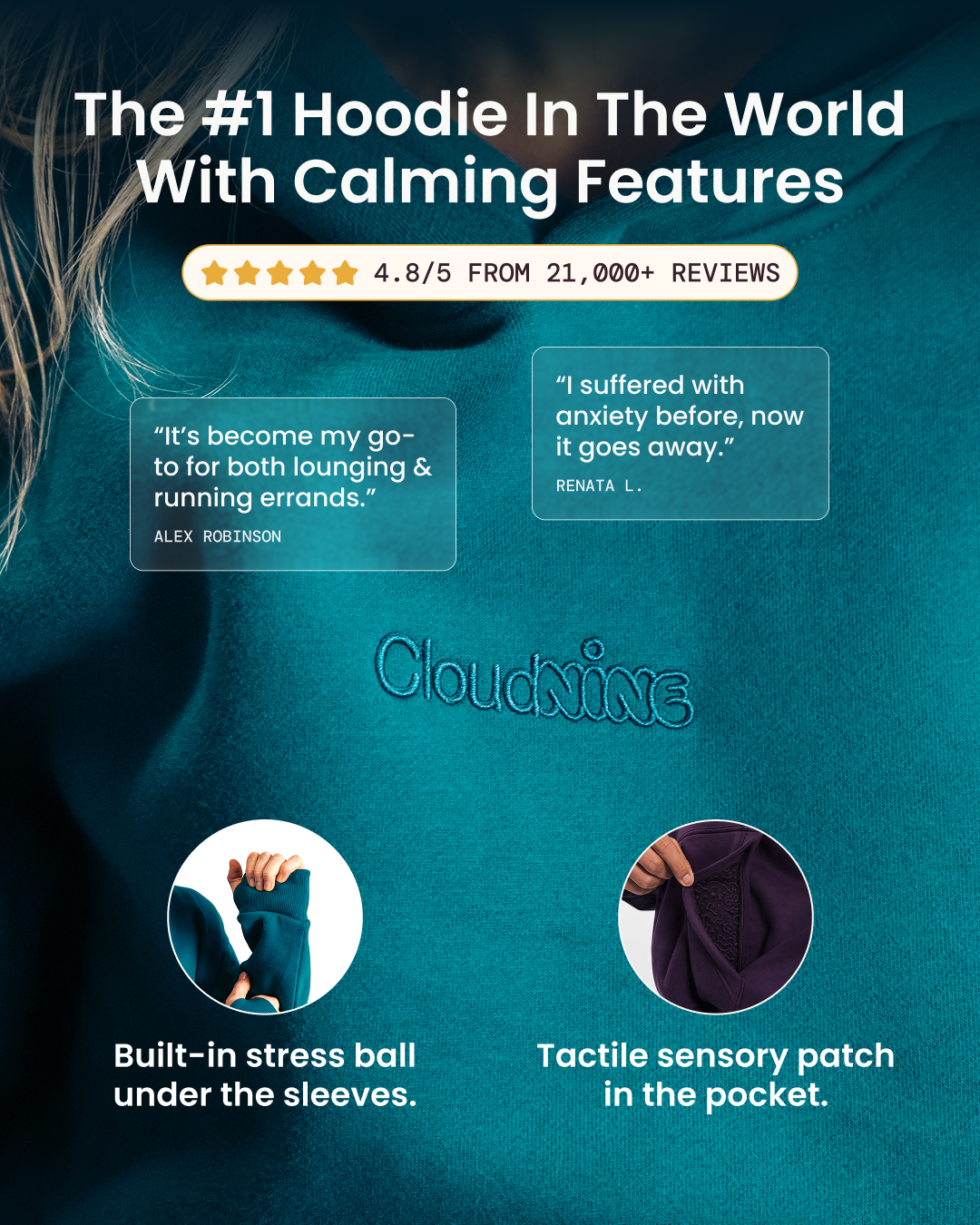 Cloud Nine Facebook ad: Squeeze & Fidget Away Anxiety