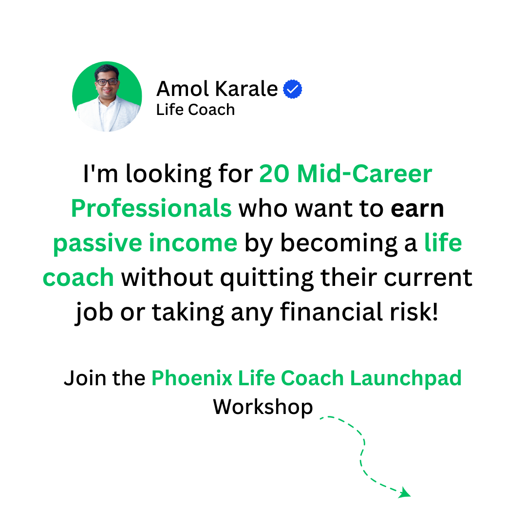 Amol Karale Facebook ad: Become a Certified Life Coach - Join Our Workshop