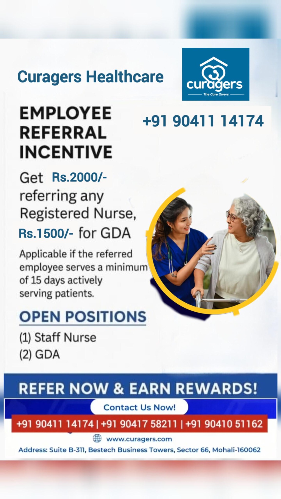 Curagers Healthcare Facebook ad from Feb 6, 2026